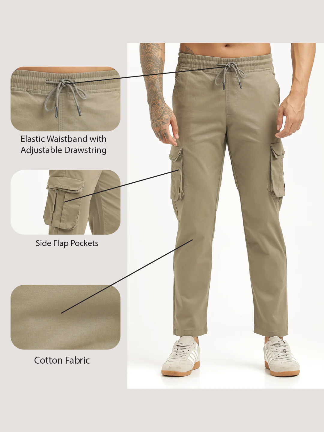 Men Cotton Cargo Trousers - Image 2