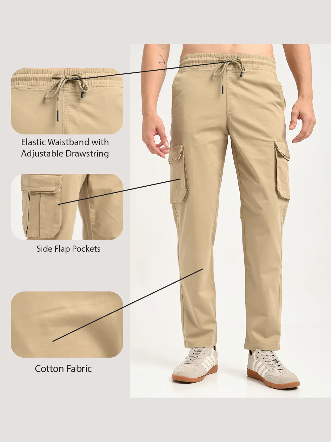 Men Cotton Cargo Trousers - Image 2