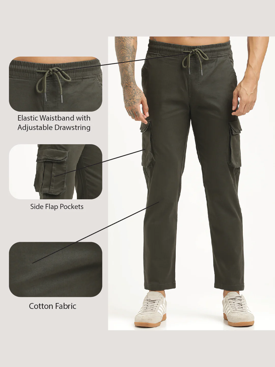 Men Cotton Cargo Trousers - Image 2