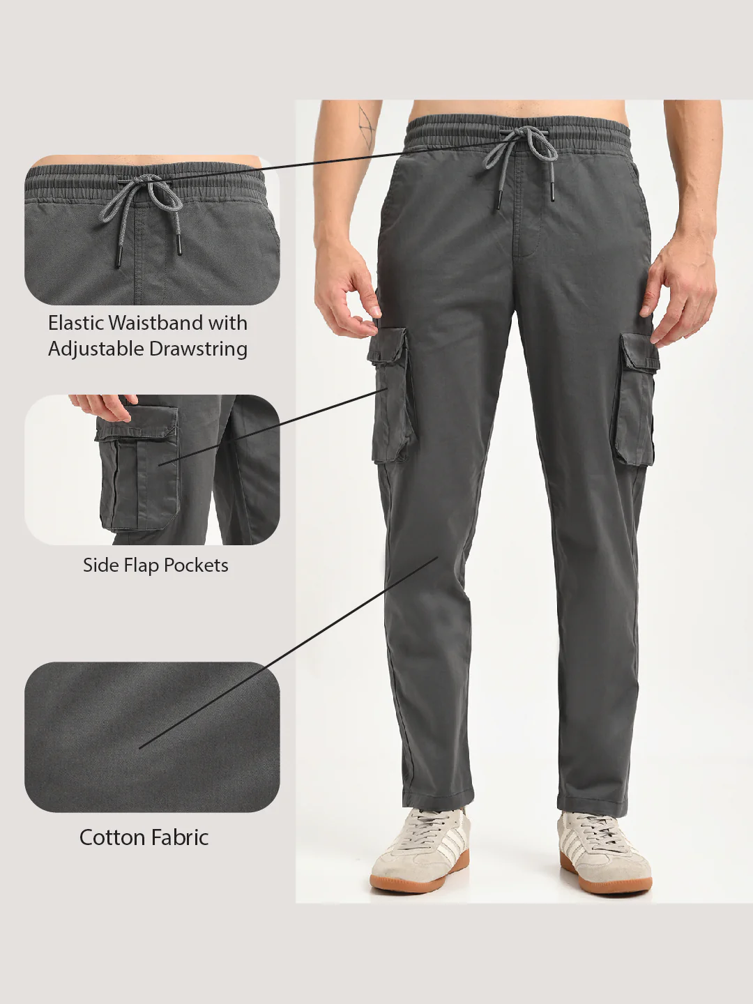 Men Cotton Cargo Trousers - Image 2
