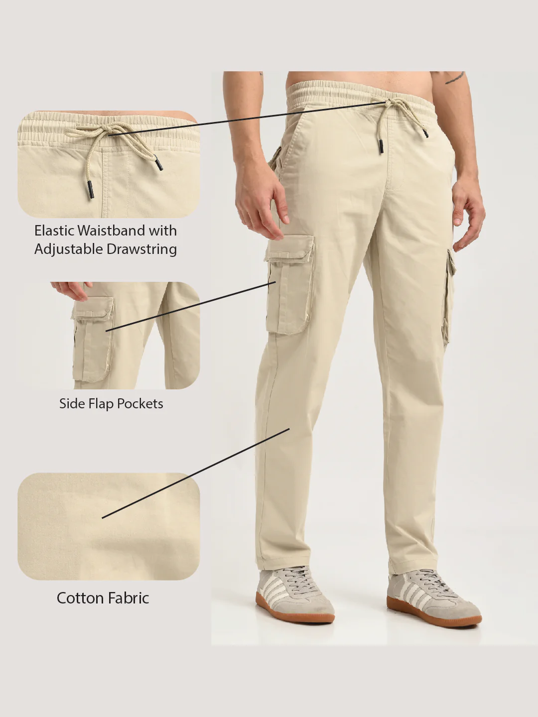 Men Cotton Cargo Trousers - Image 2