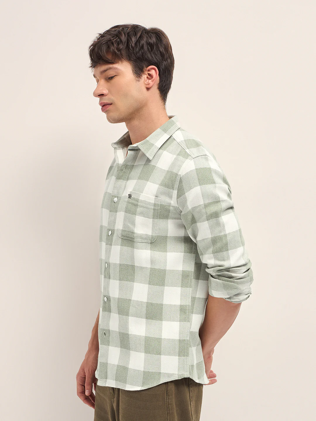Men Cotton Checked Casual Shirt - Image 3