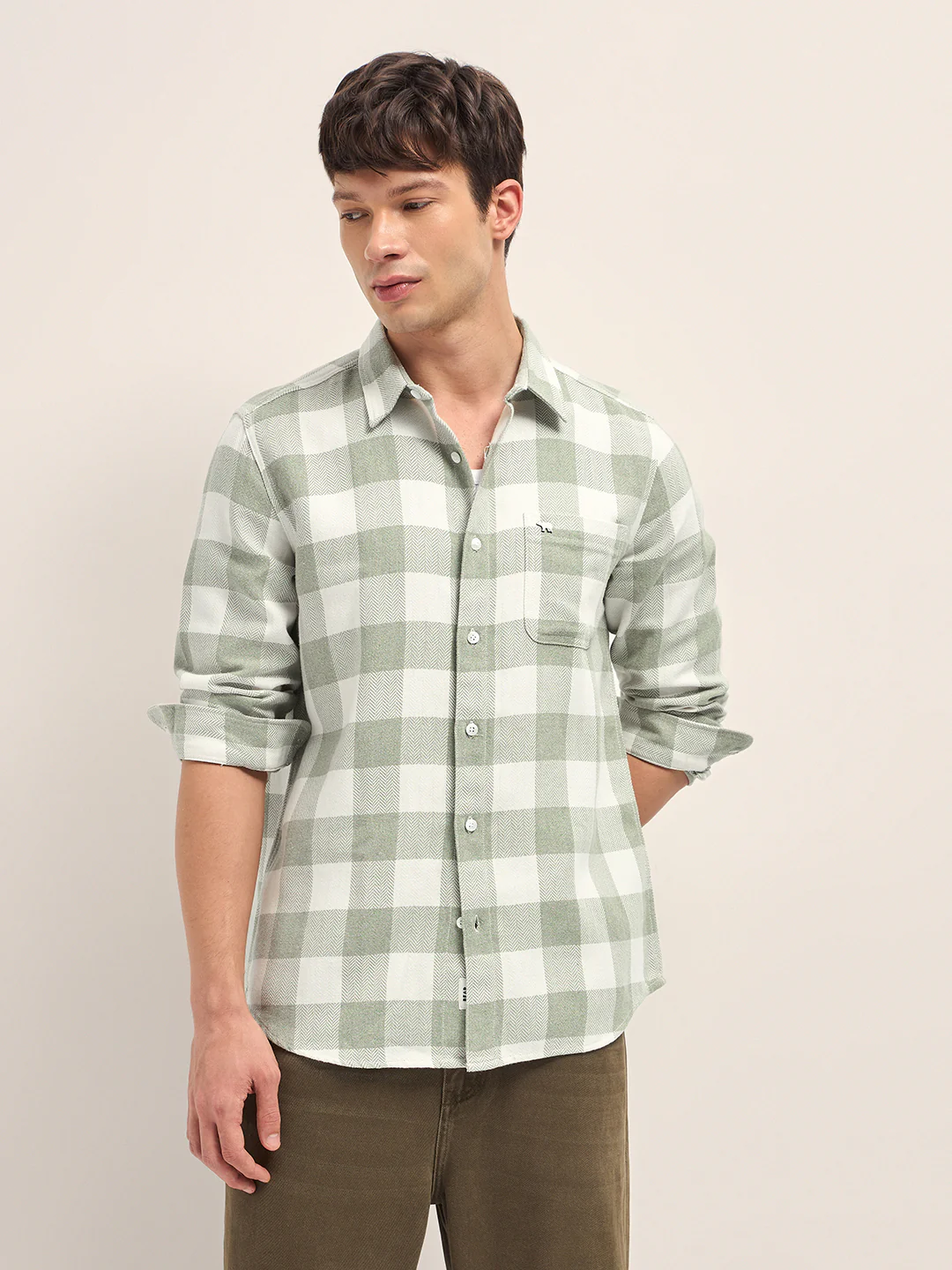 Men Cotton Checked Casual Shirt - Image 6
