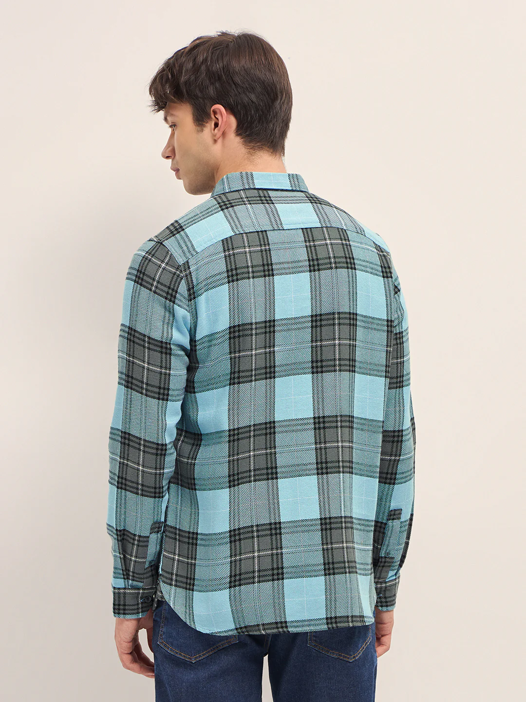 Men Cotton Checked Casual Shirt - Image 2