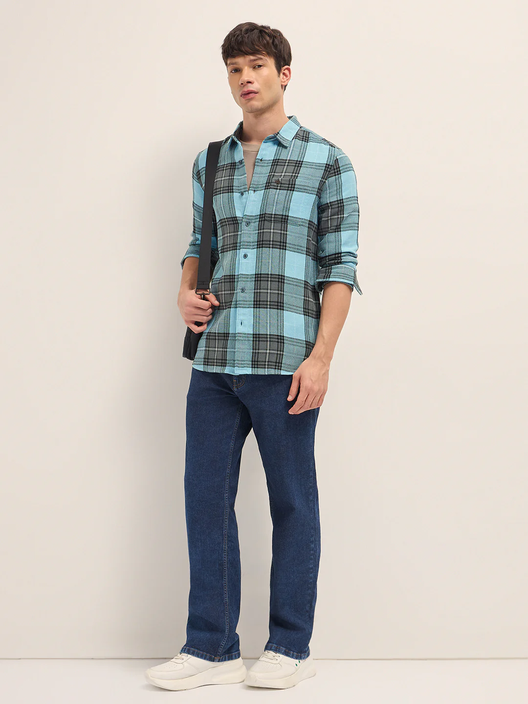 Men Cotton Checked Casual Shirt - Image 4