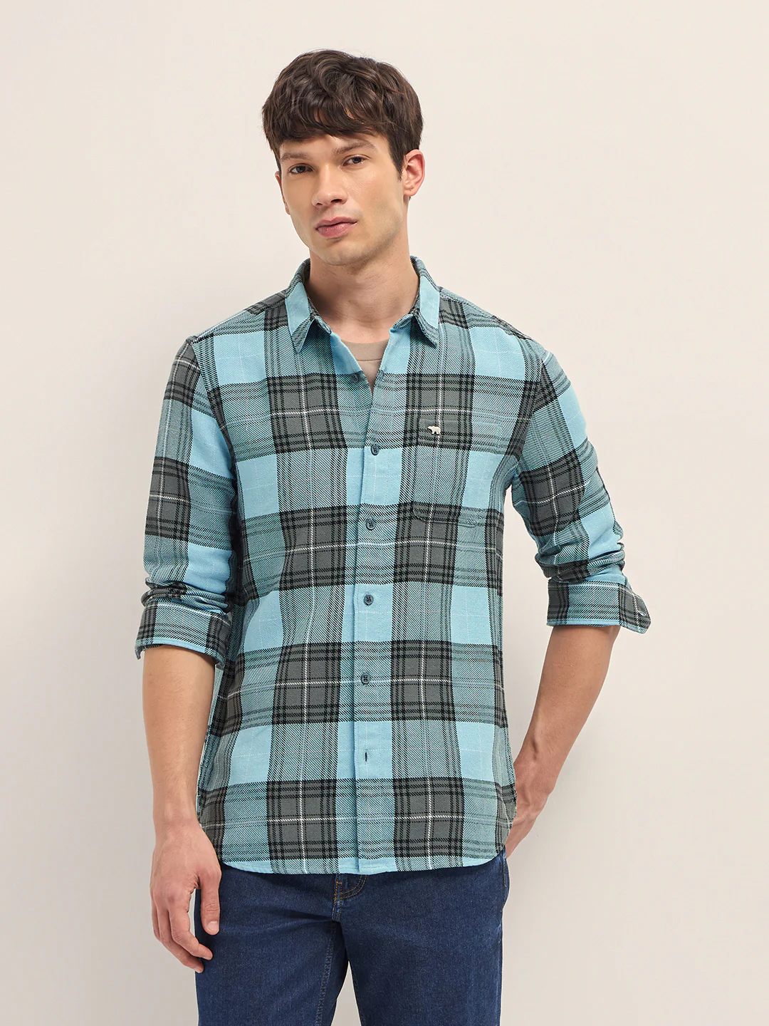 Men Cotton Checked Casual Shirt - Image 6