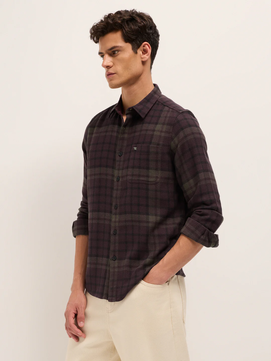 Men Cotton Checked Casual Shirt - Image 3