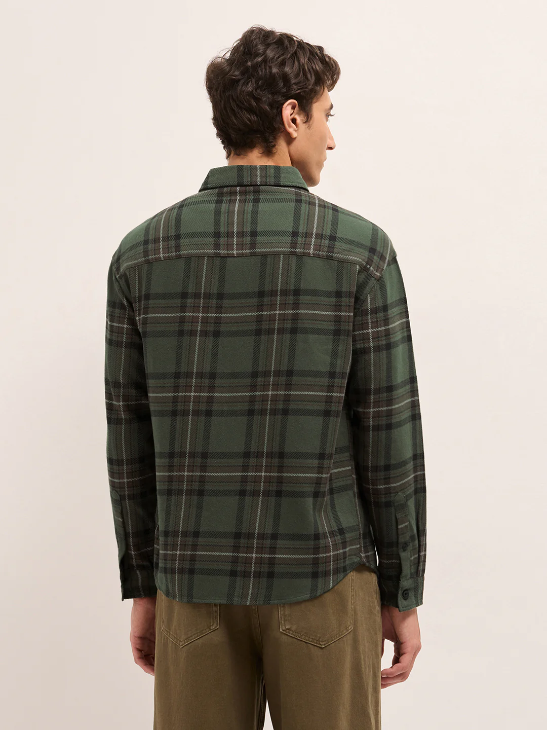 Men Cotton Checked Flannel Casual Shirt - Image 2