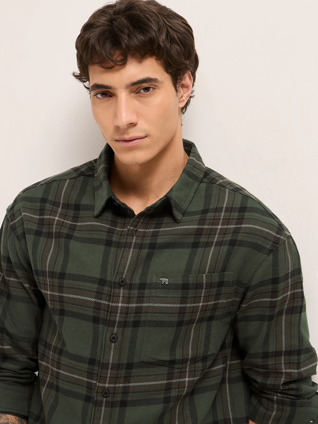 Men Cotton Checked Flannel Casual Shirt - Image 5