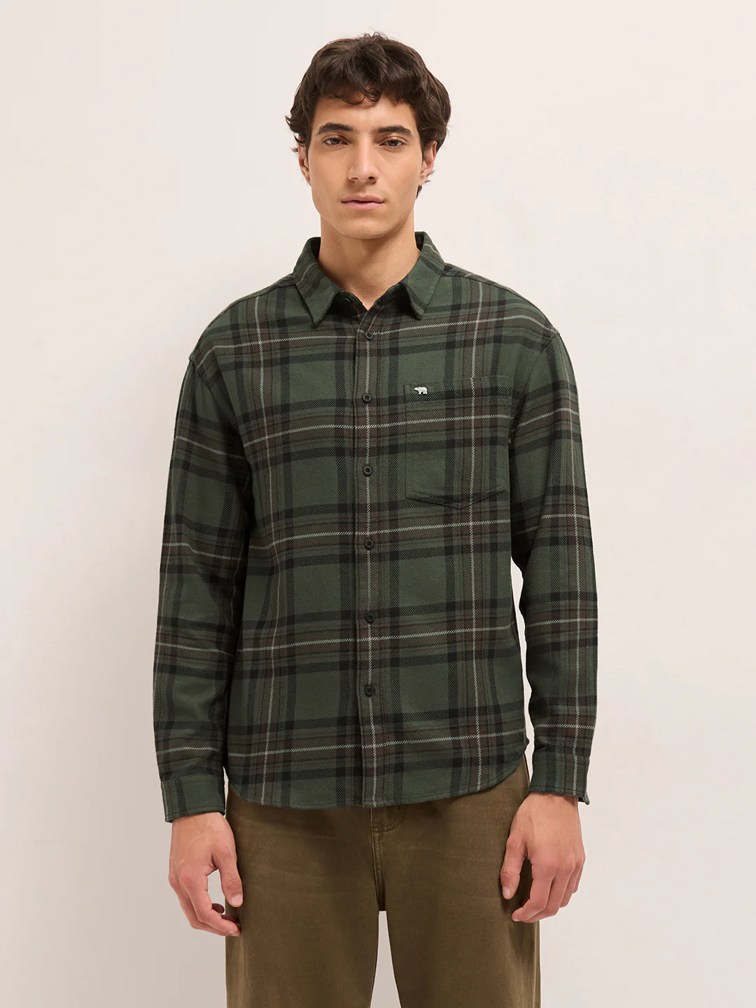 Men Cotton Checked Flannel Casual Shirt - Image 6