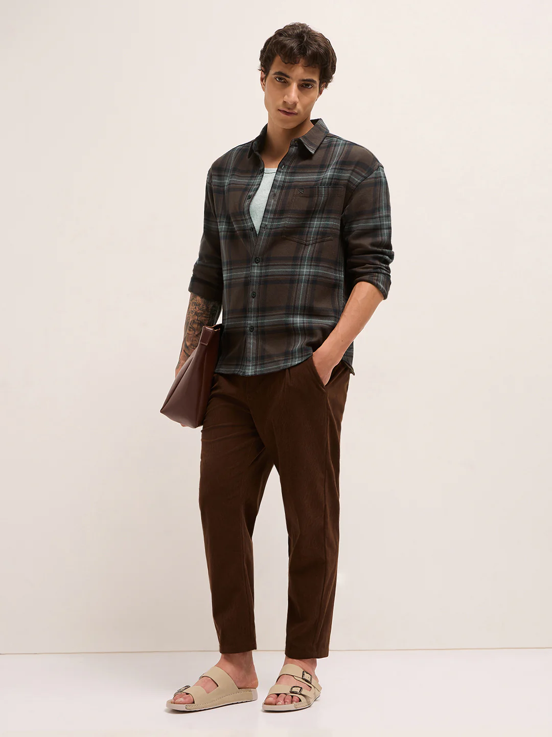 Men Cotton Checked Flannel Casual Shirt - Image 4