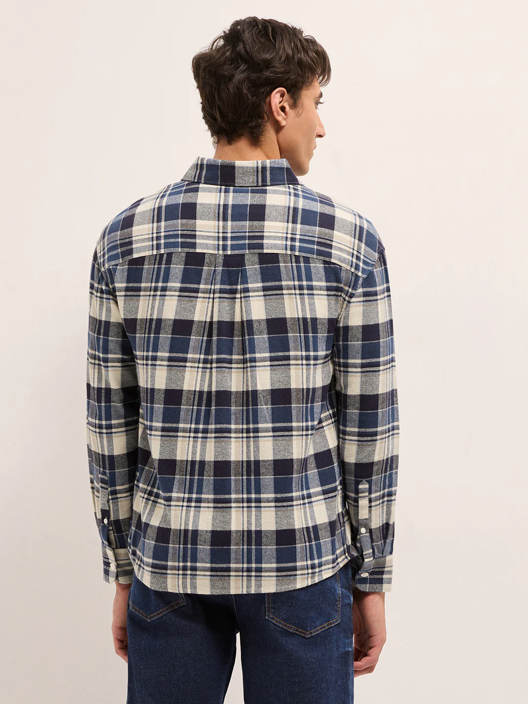 Men Cotton Checked Flannel Shirt - Image 2