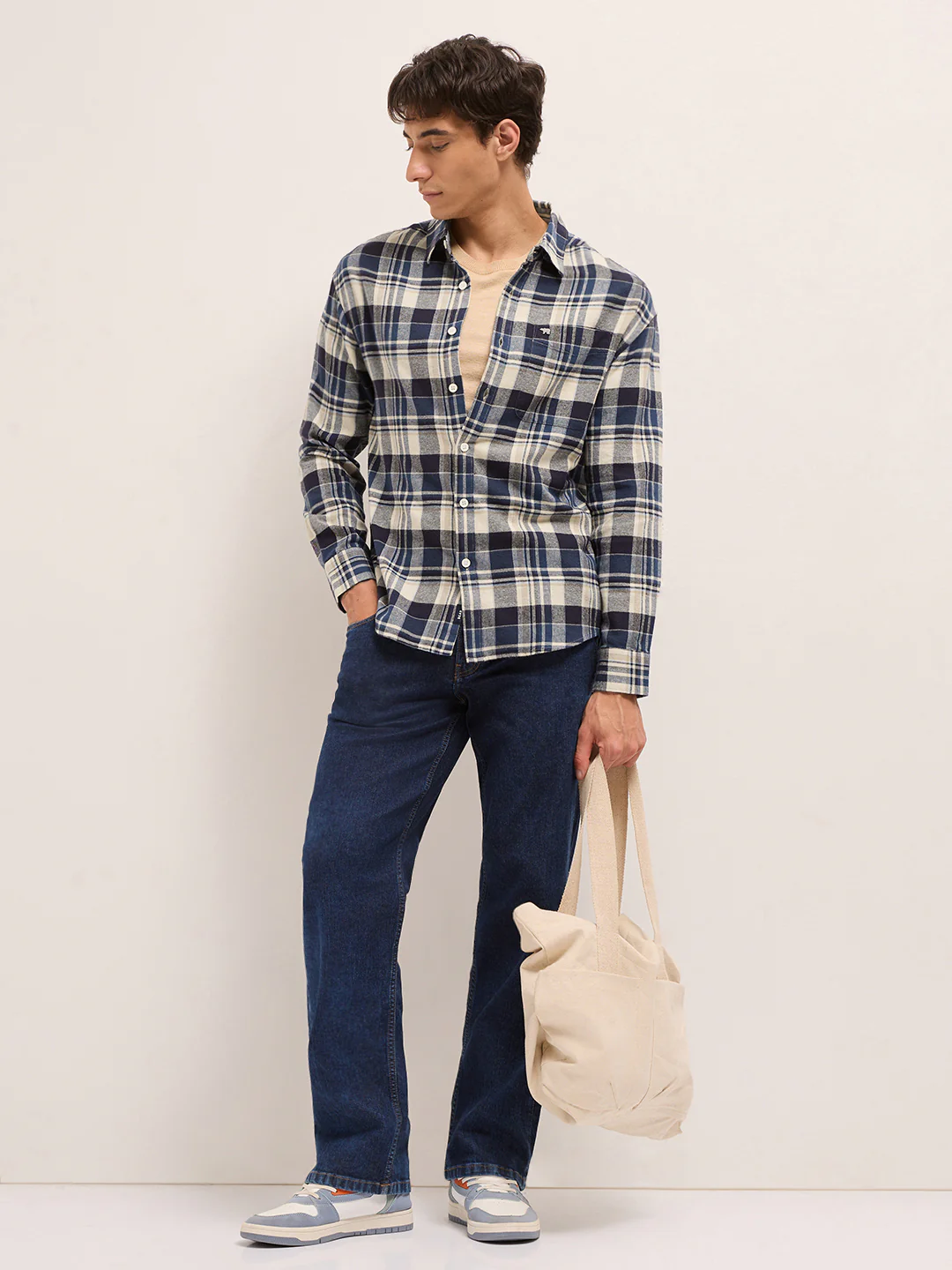 Men Cotton Checked Flannel Shirt - Image 4
