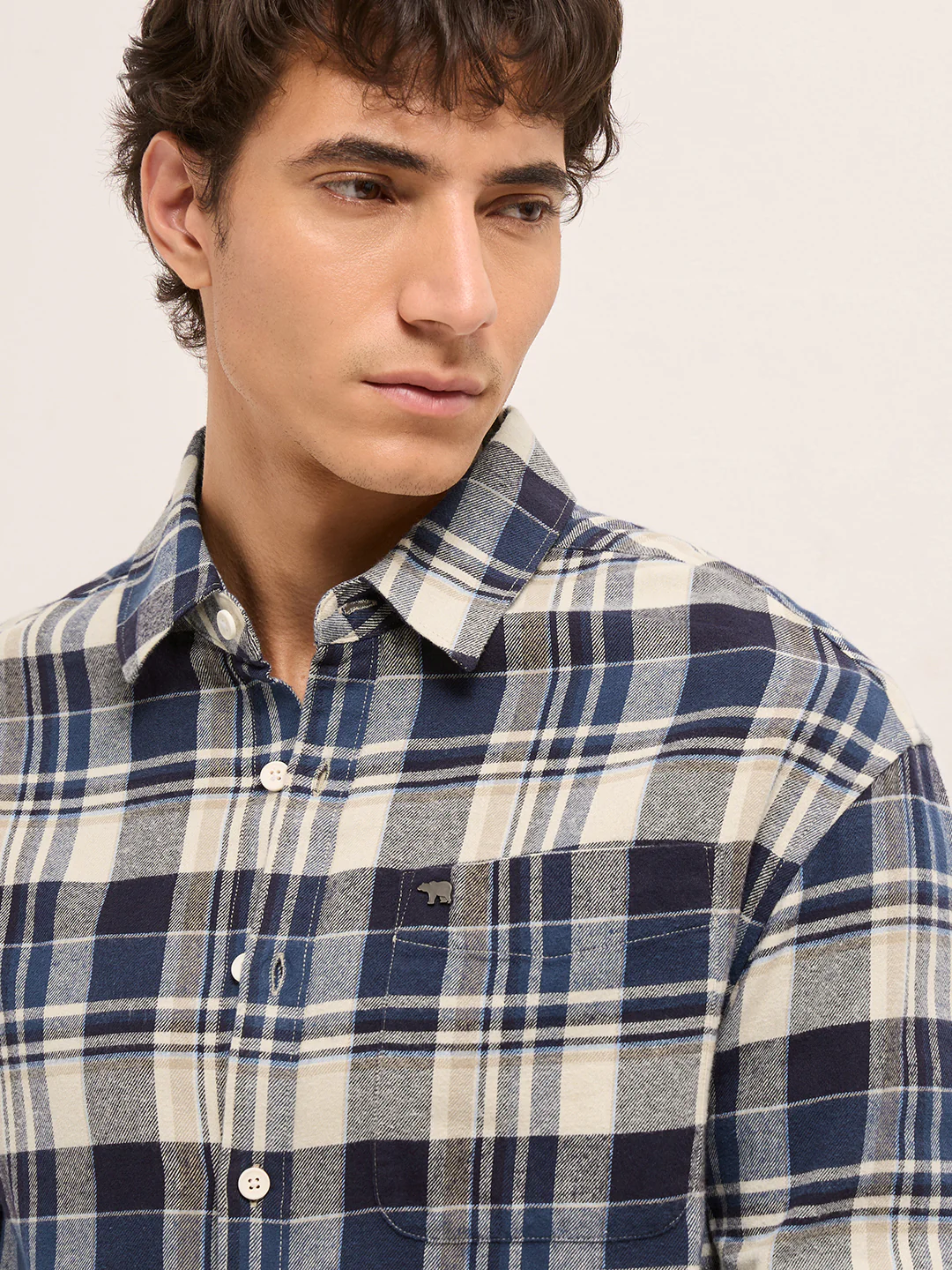 Men Cotton Checked Flannel Shirt - Image 5