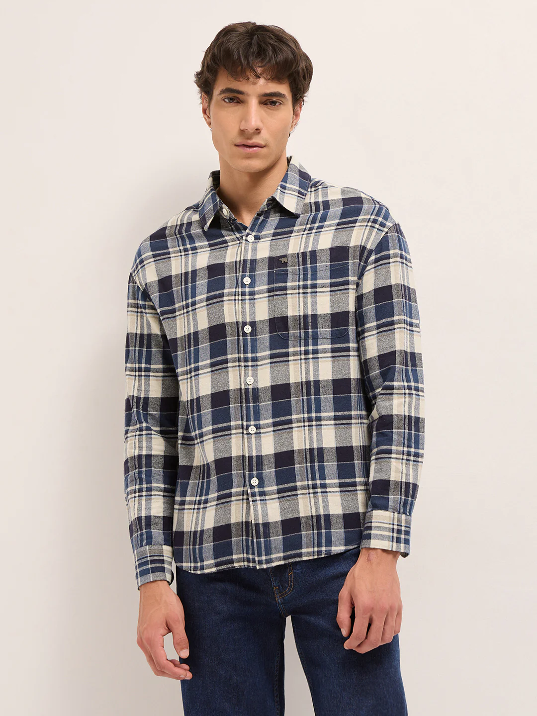 Men Cotton Checked Flannel Shirt - Image 6