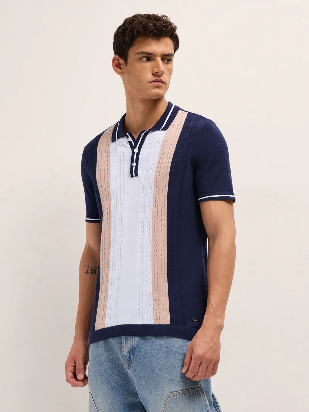 Men Cotton Colorblocked Polo T-Shirt - Image 3