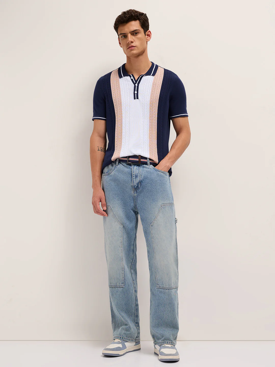 Men Cotton Colorblocked Polo T-Shirt - Image 4
