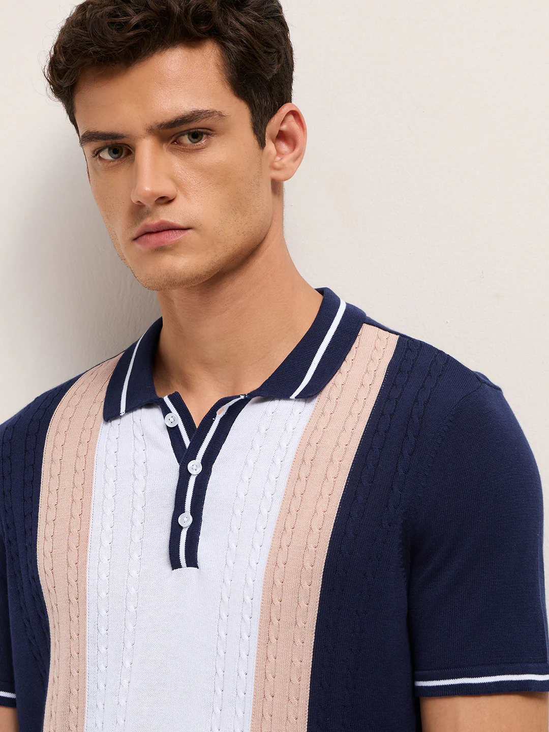 Men Cotton Colorblocked Polo T-Shirt - Image 5