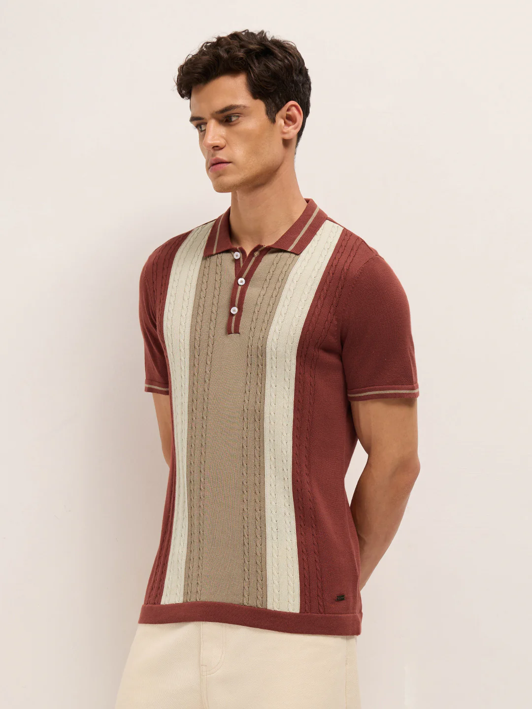 Men Cotton Colorblocked Polo T-Shirt - Image 3