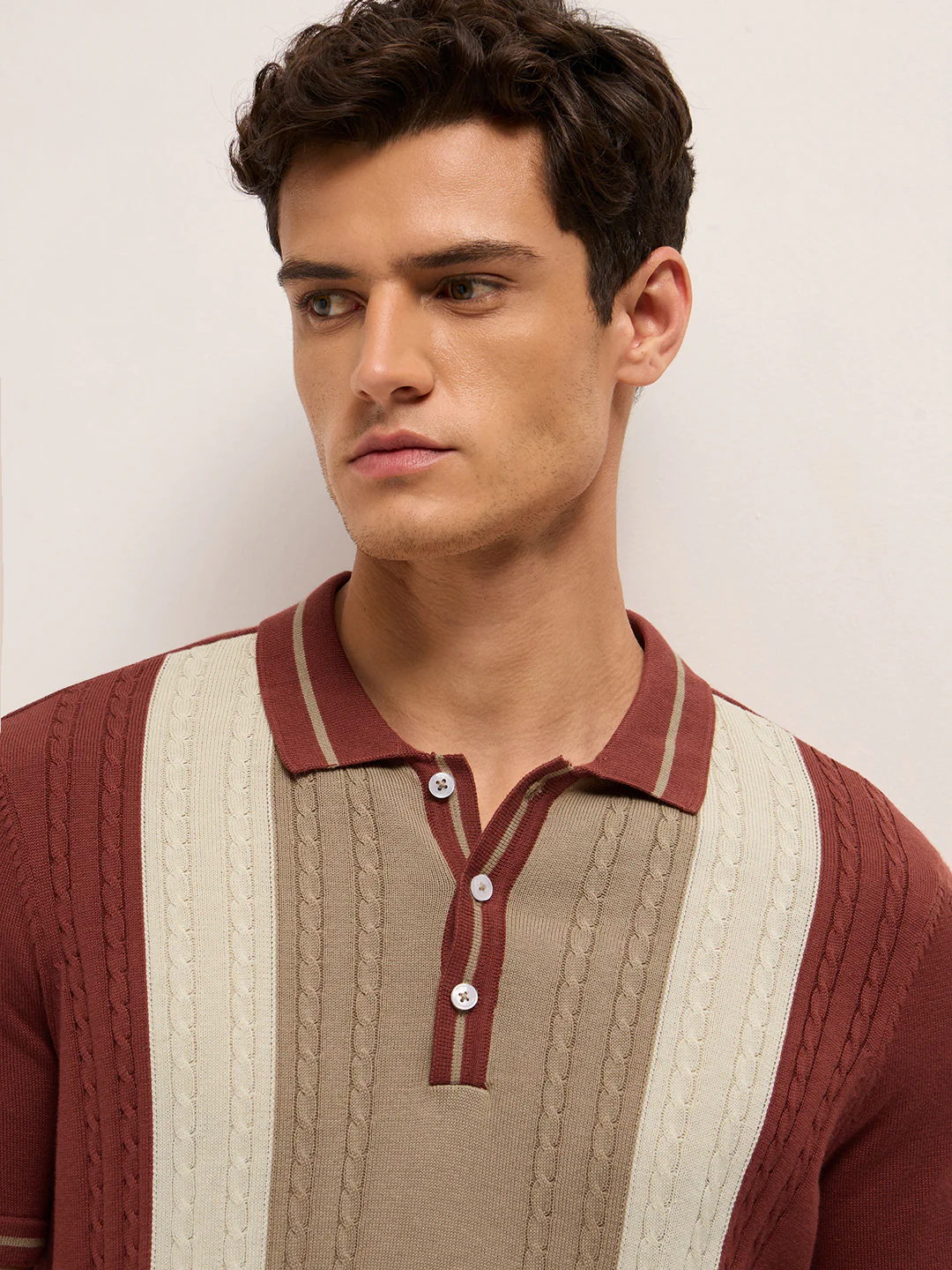 Men Cotton Colorblocked Polo T-Shirt - Image 5