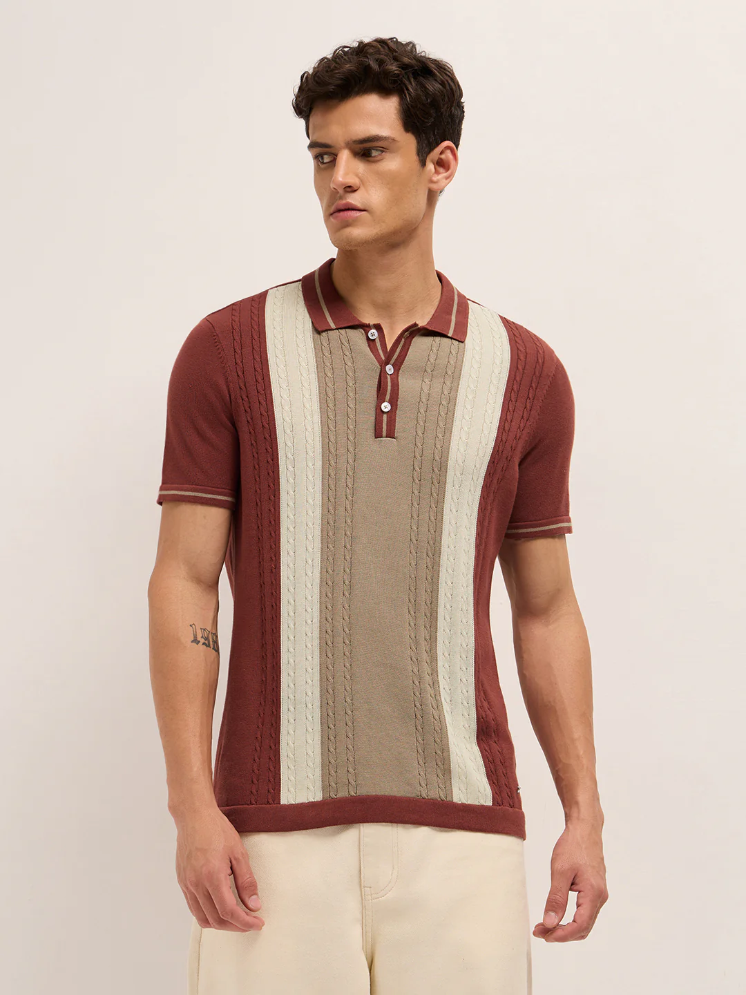 Men Cotton Colorblocked Polo T-Shirt - Image 6