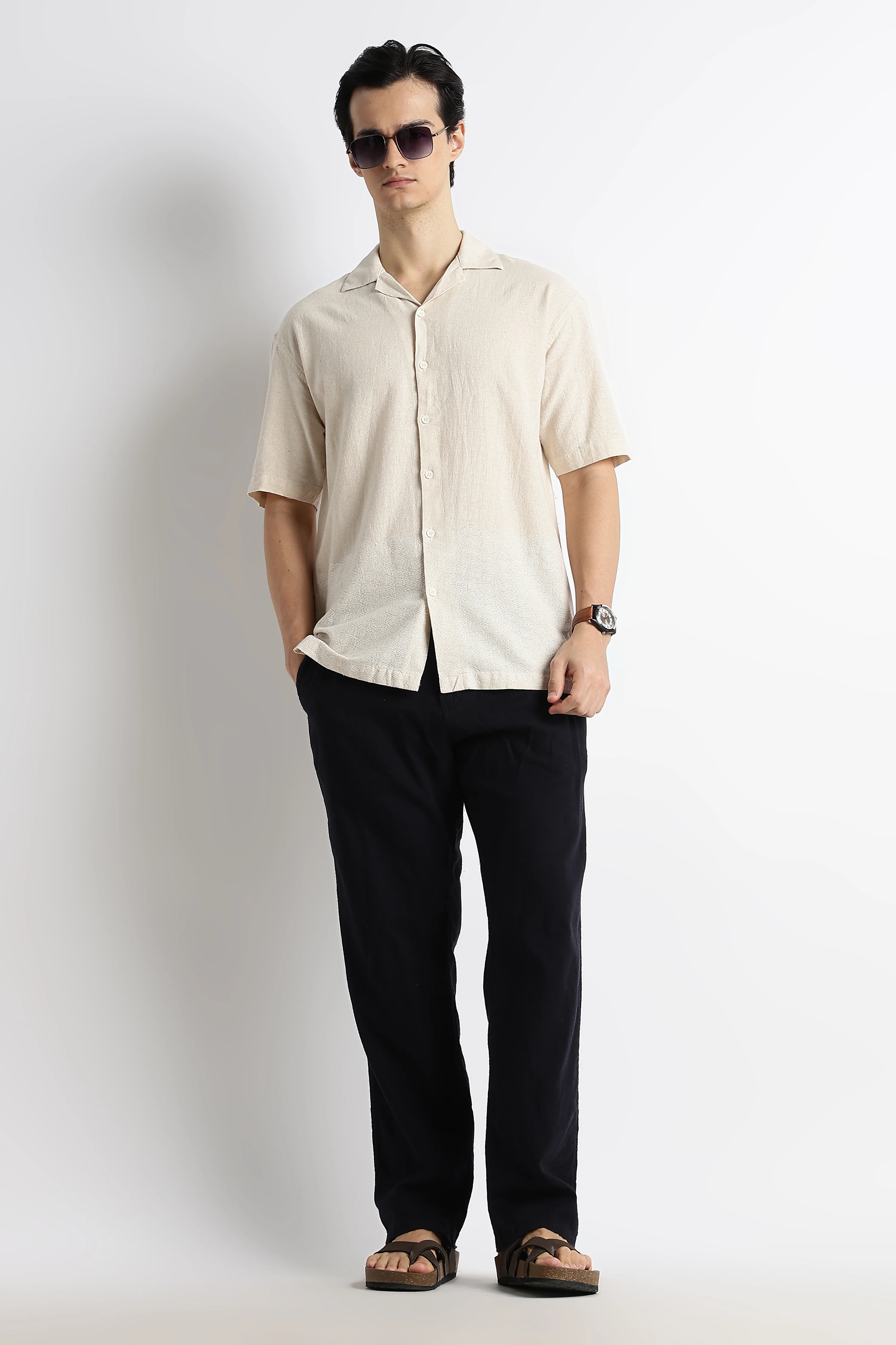 Men Cotton Cuban Collar Shirt - Image 3