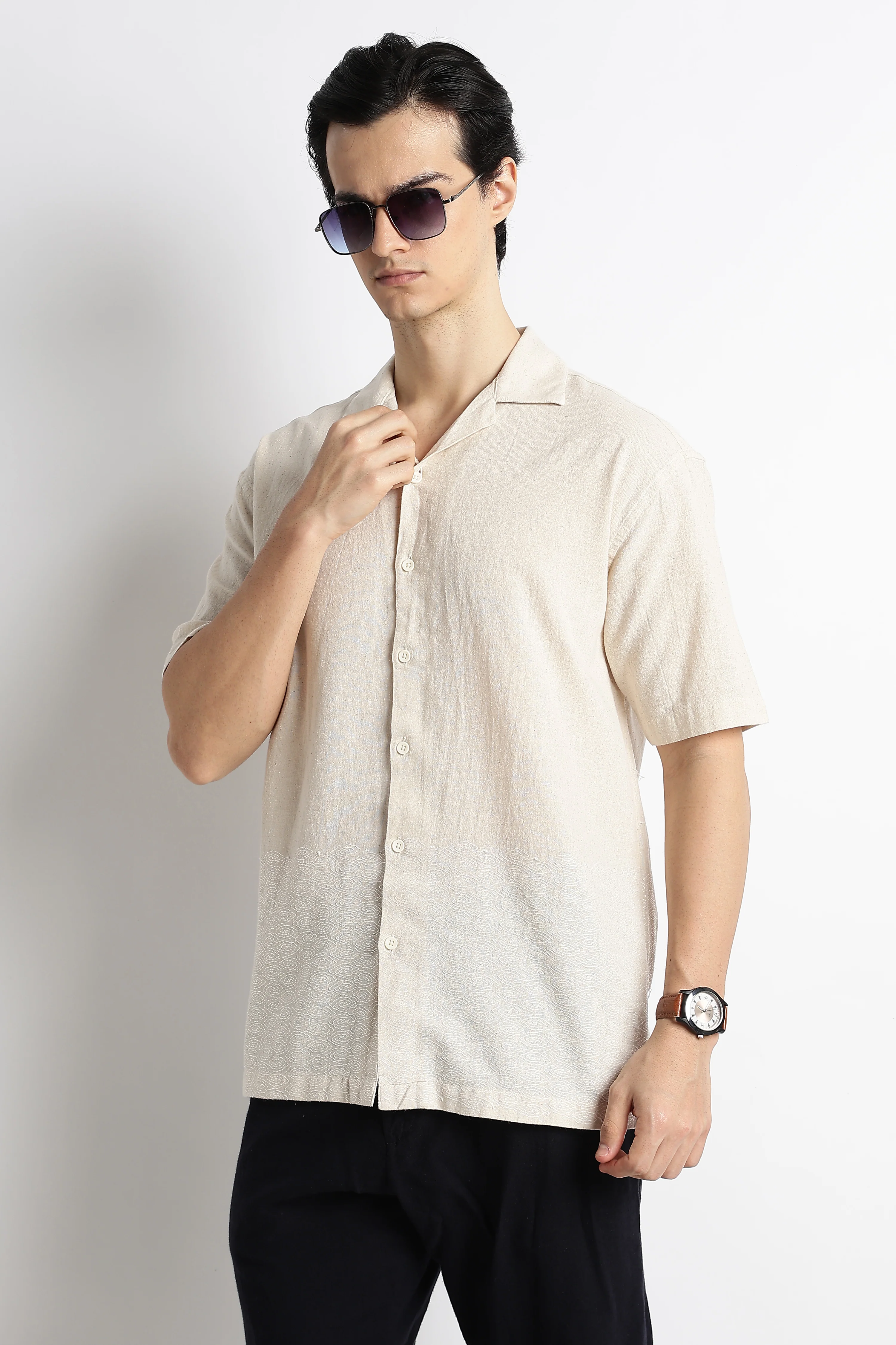 Men Cotton Cuban Collar Shirt - Image 9
