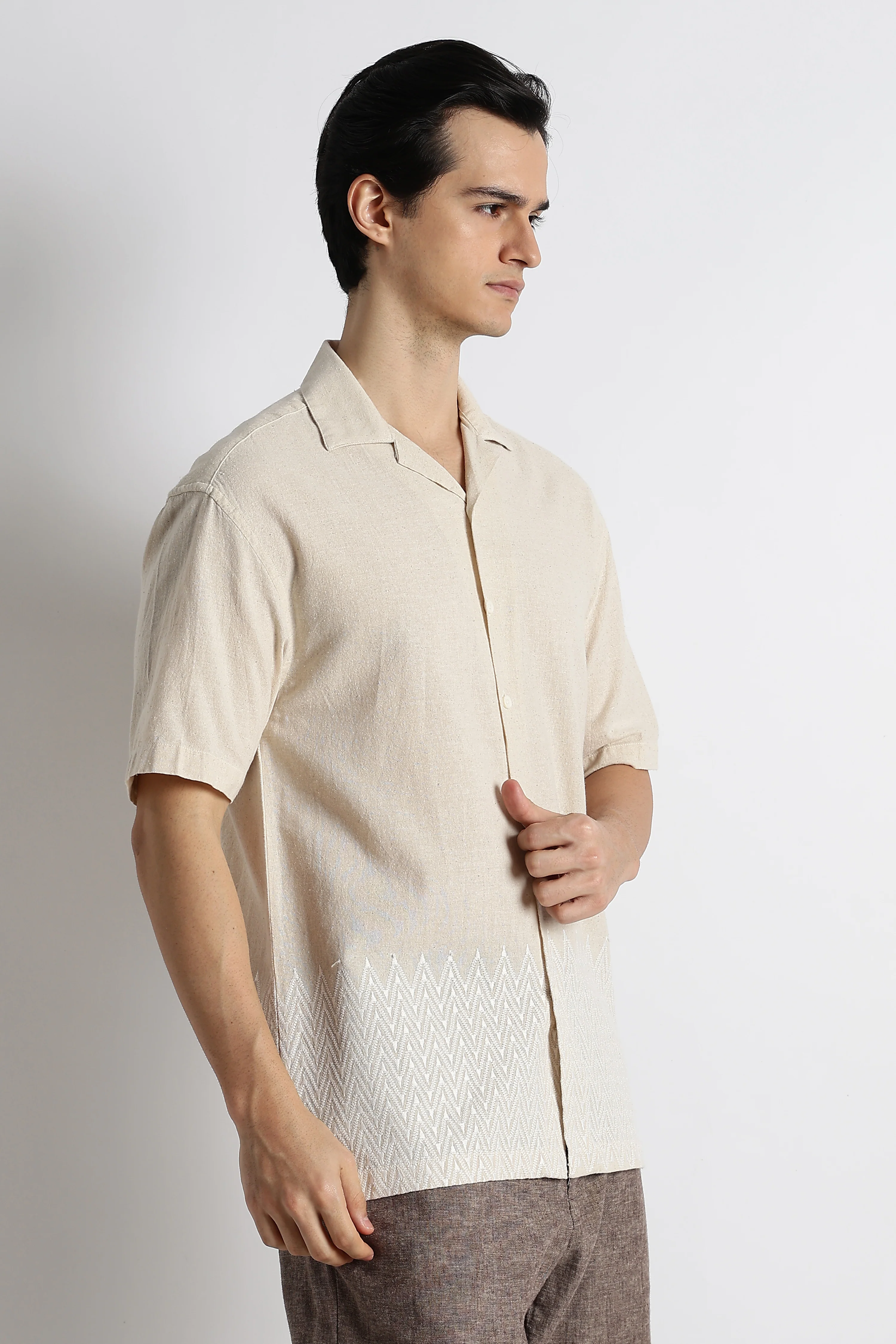 Men Cotton Cuban Collar Shirt - Image 2