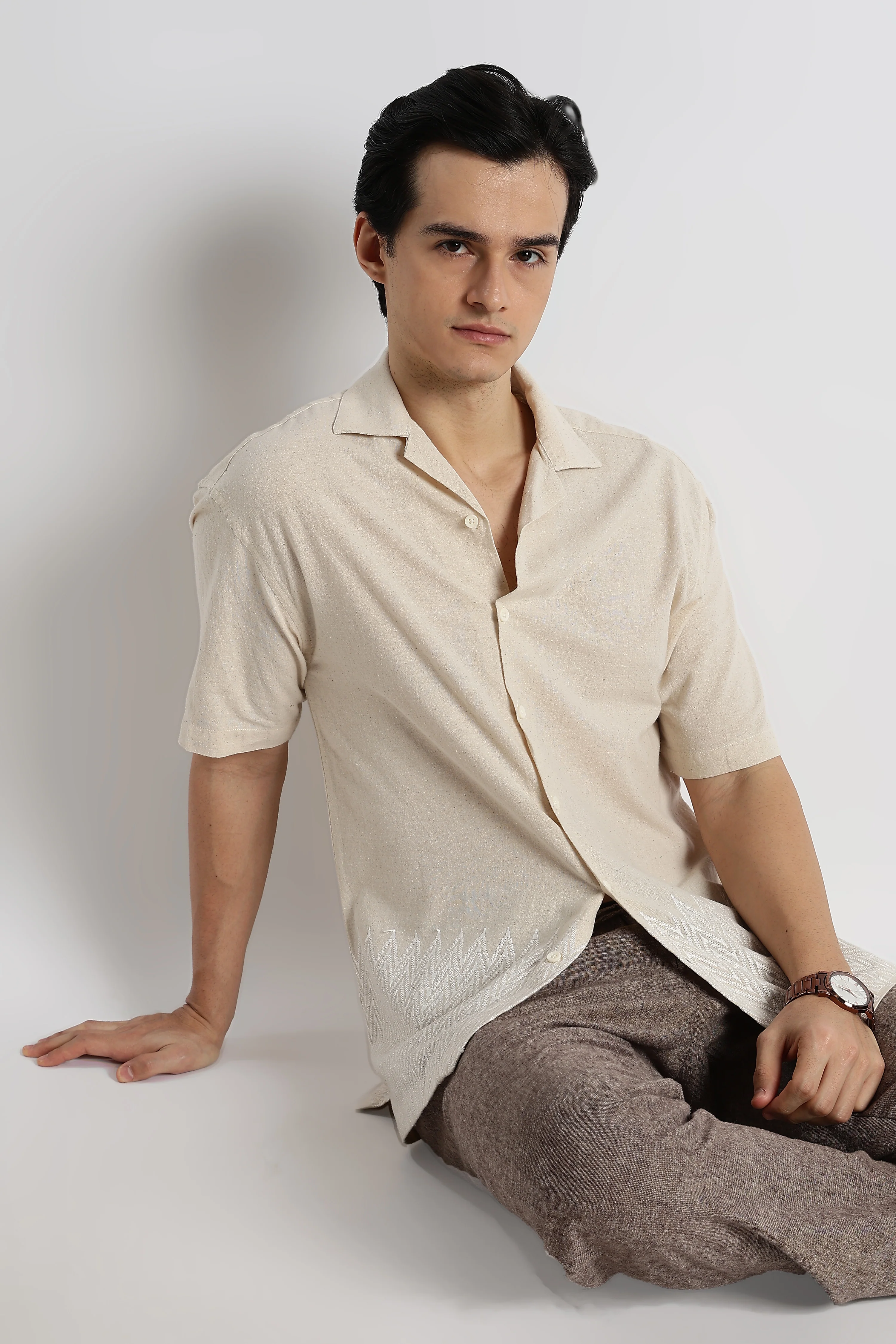 Men Cotton Cuban Collar Shirt - Image 9