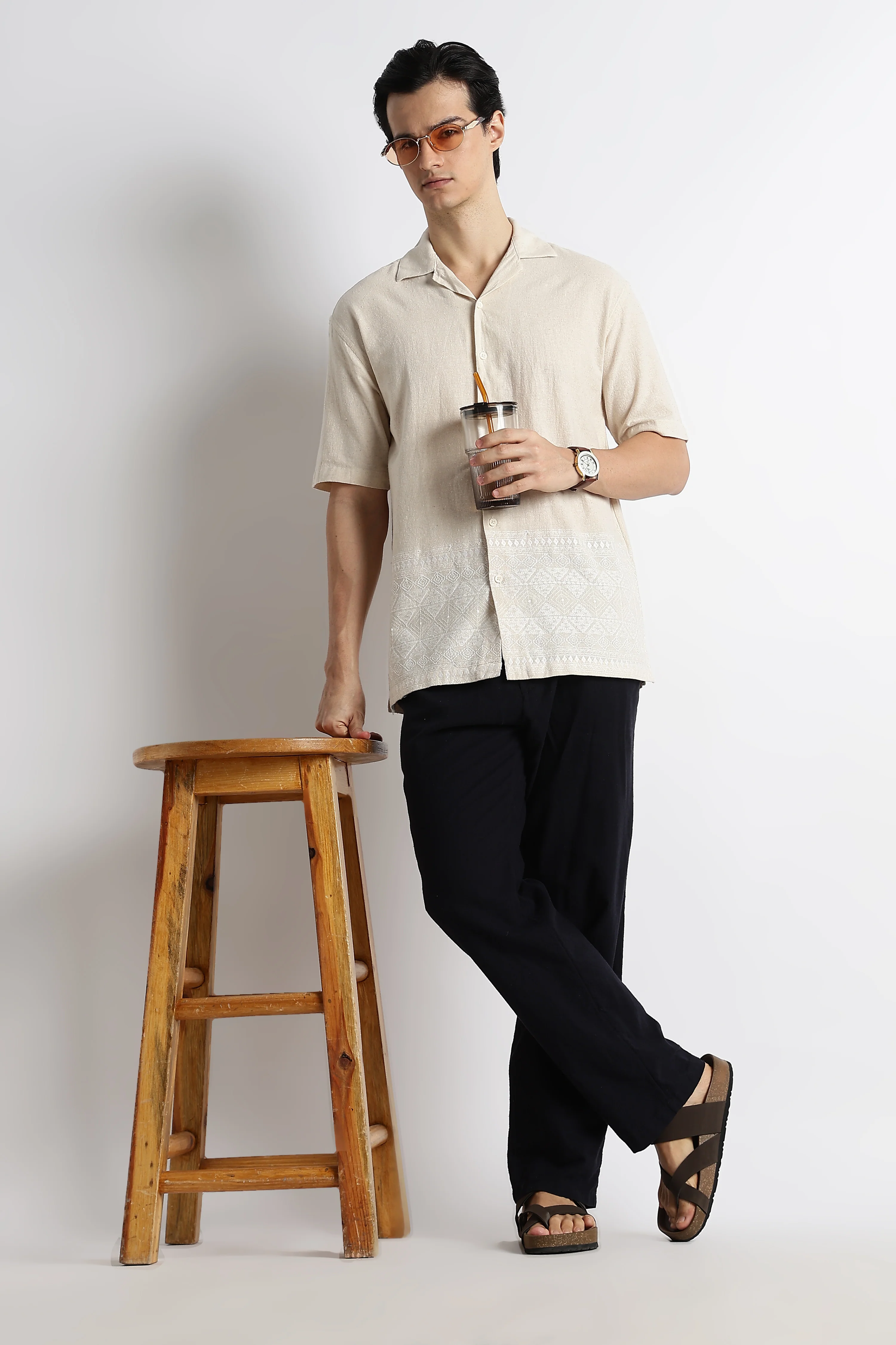 Men Cotton Cuban Collar Shirt - Image 10