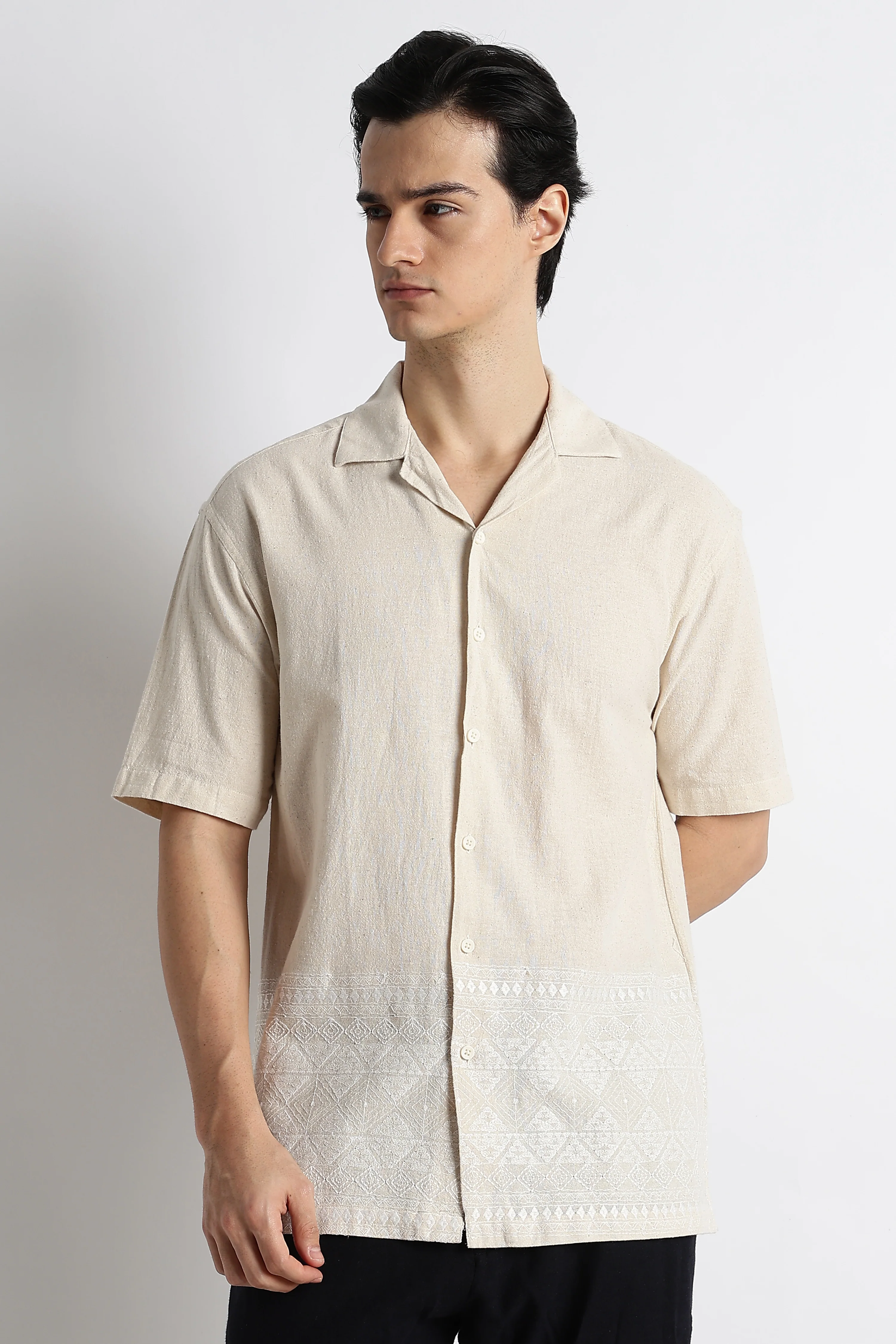 Men Cotton Cuban Collar Shirt - Image 3