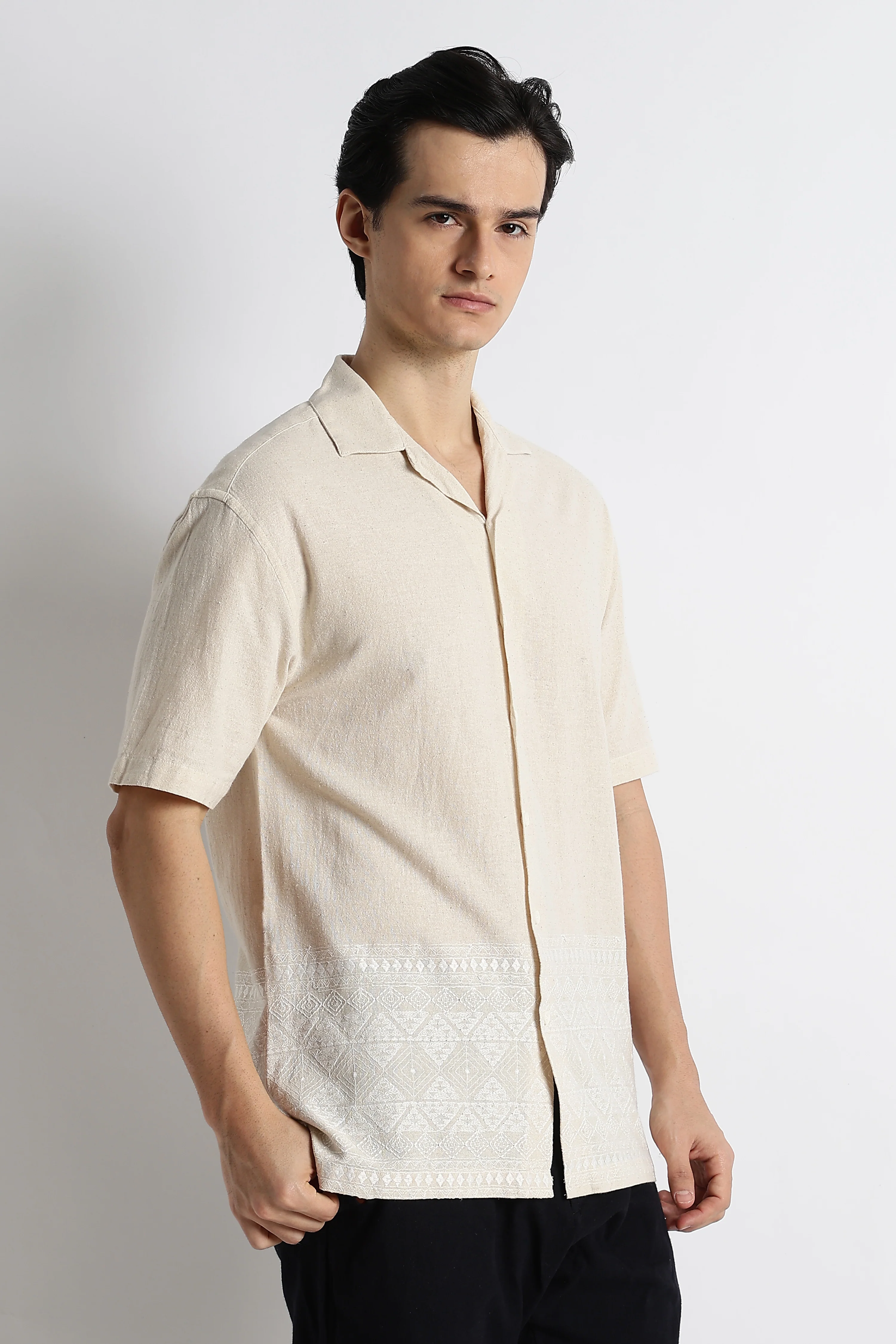 Men Cotton Cuban Collar Shirt - Image 5