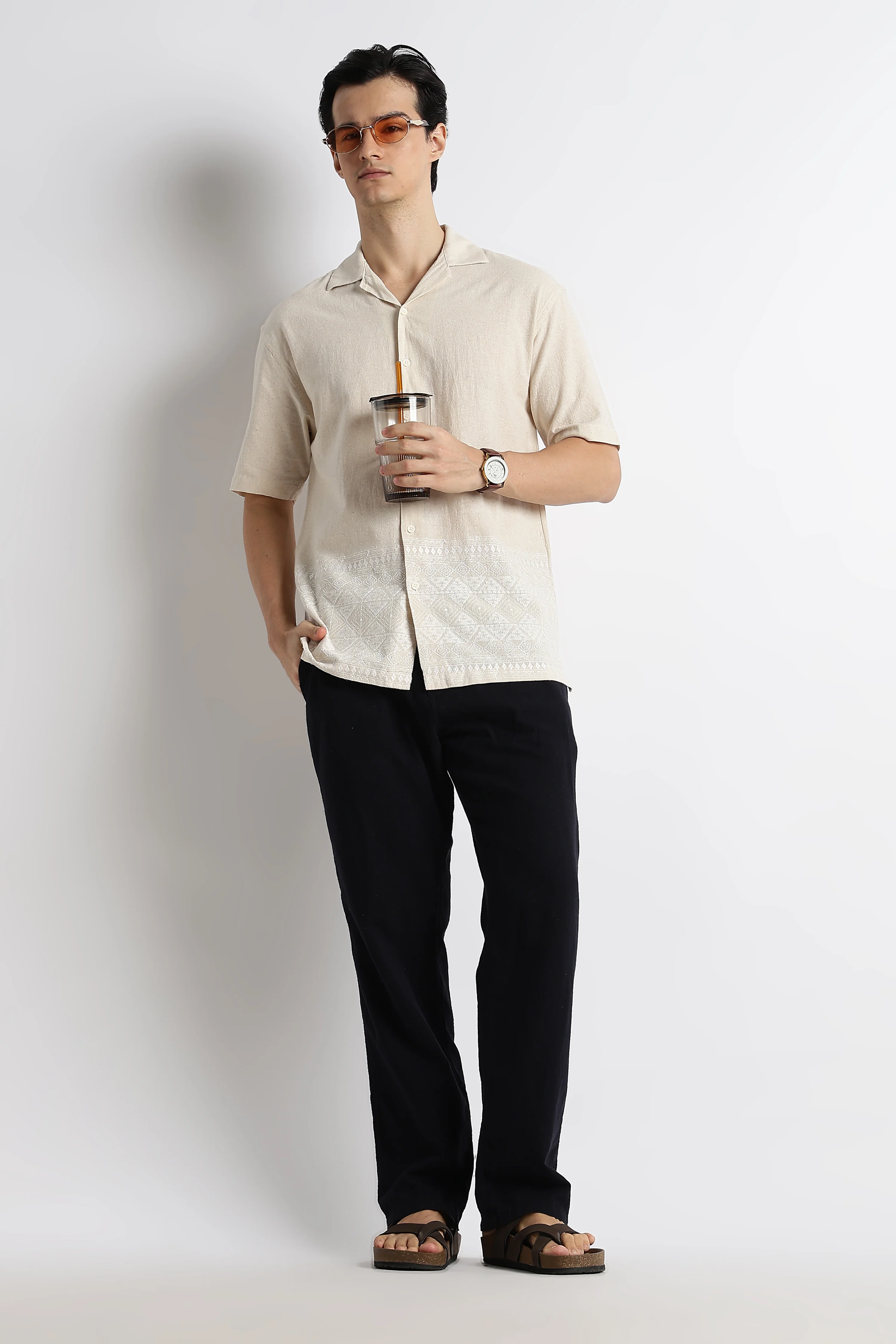 Men Cotton Cuban Collar Shirt - Image 8