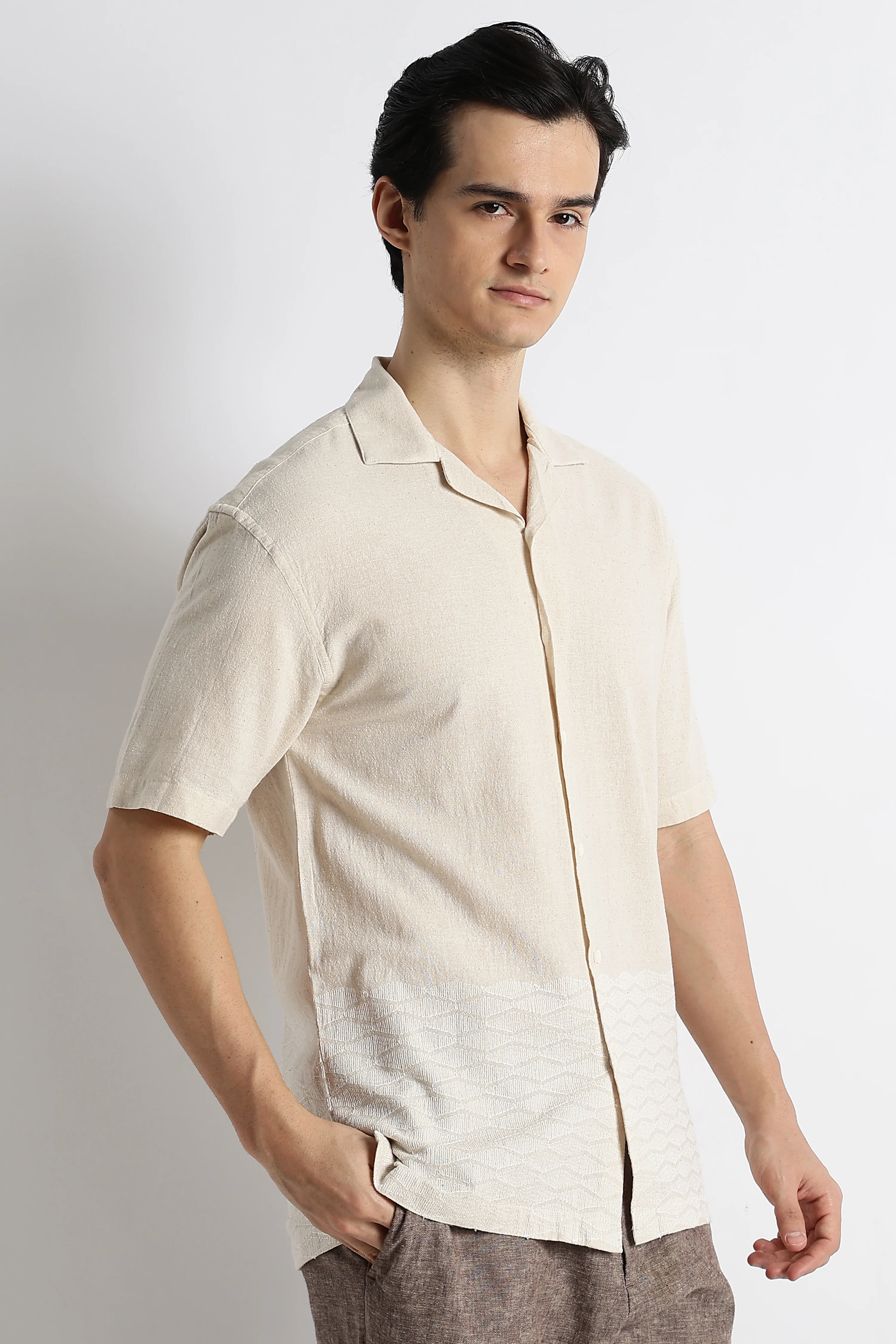 Men Cotton Cuban Collar Shirt - Image 3