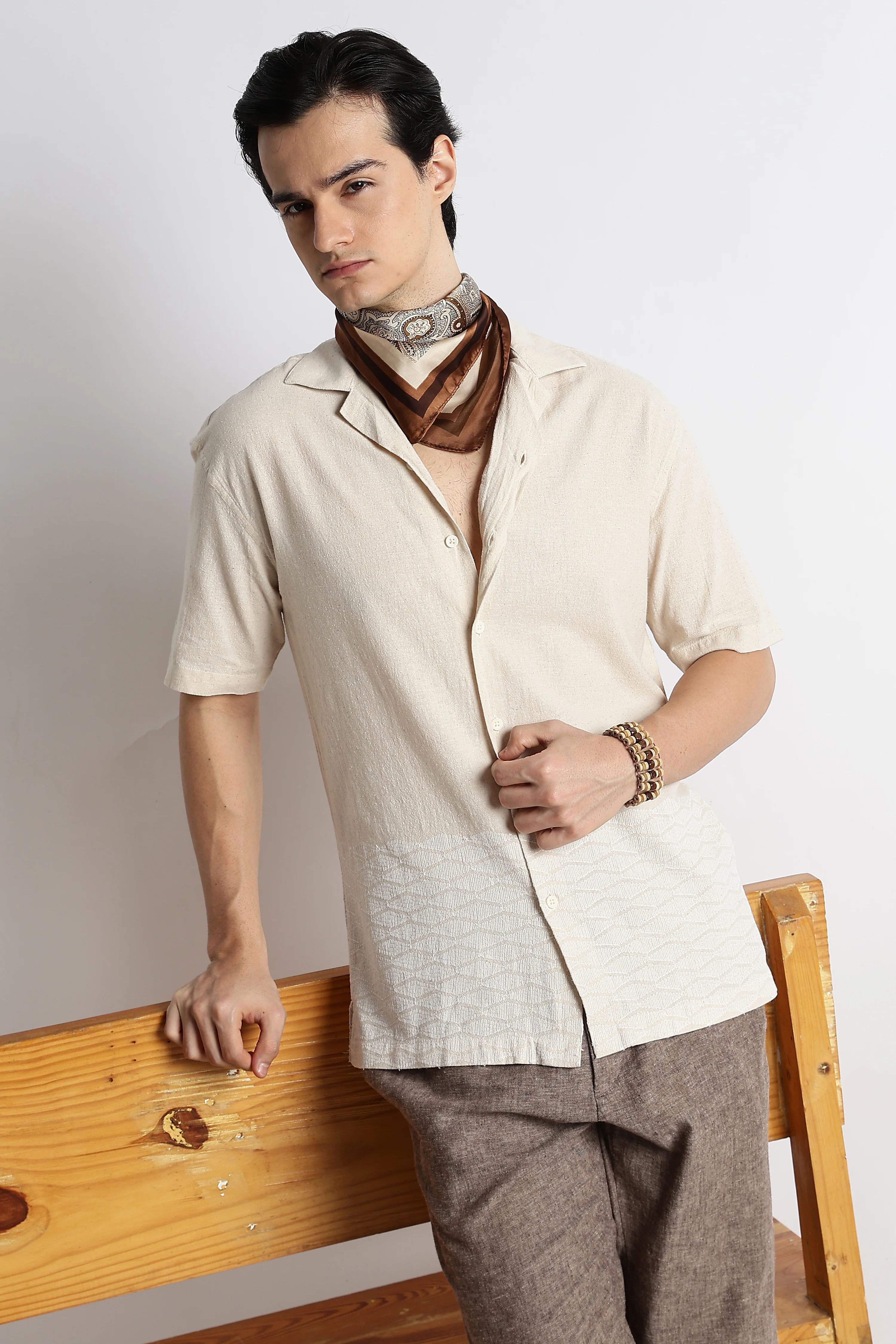 Men Cotton Cuban Collar Shirt - Image 8
