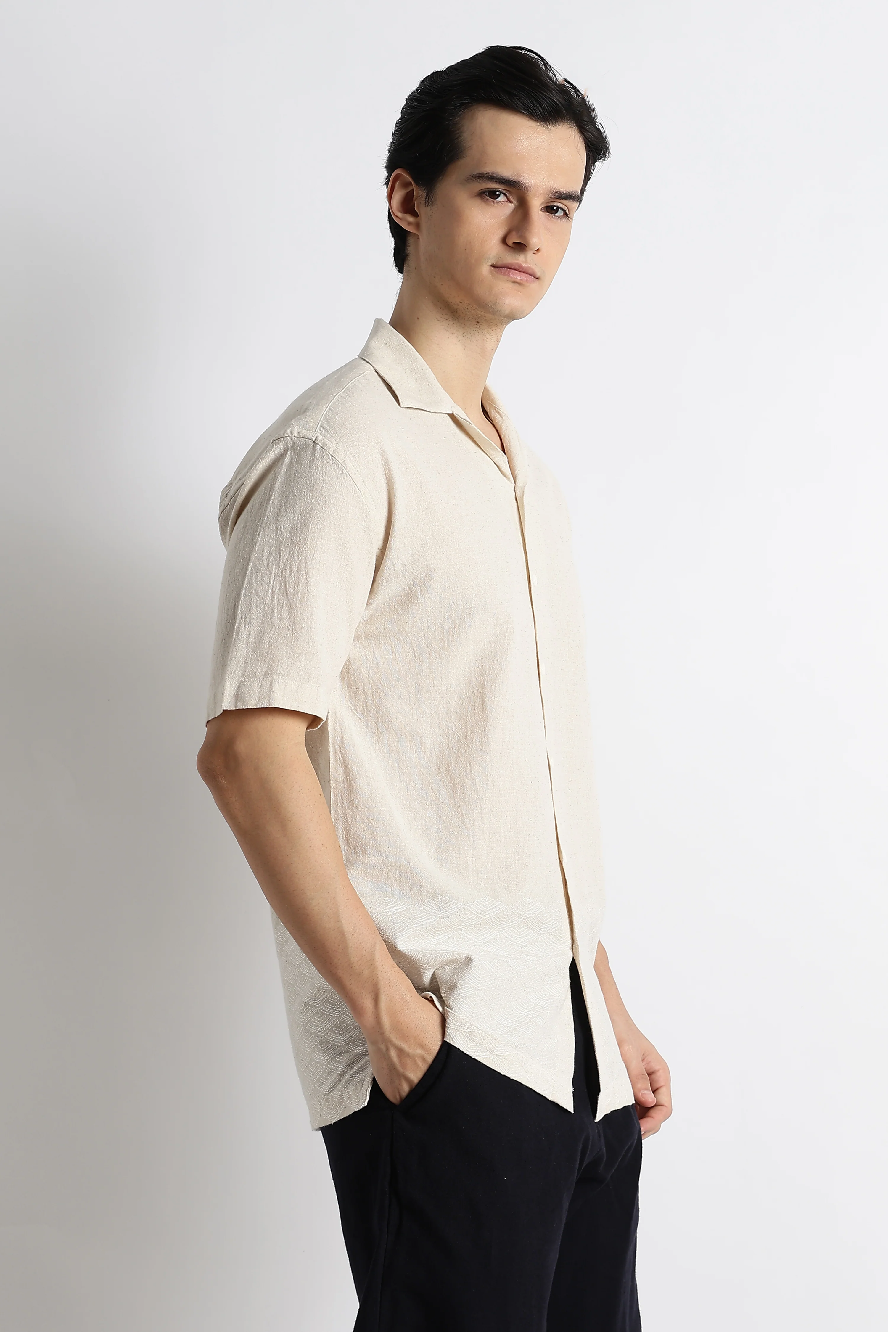 Men Cotton Cuban Collar Shirt - Image 3