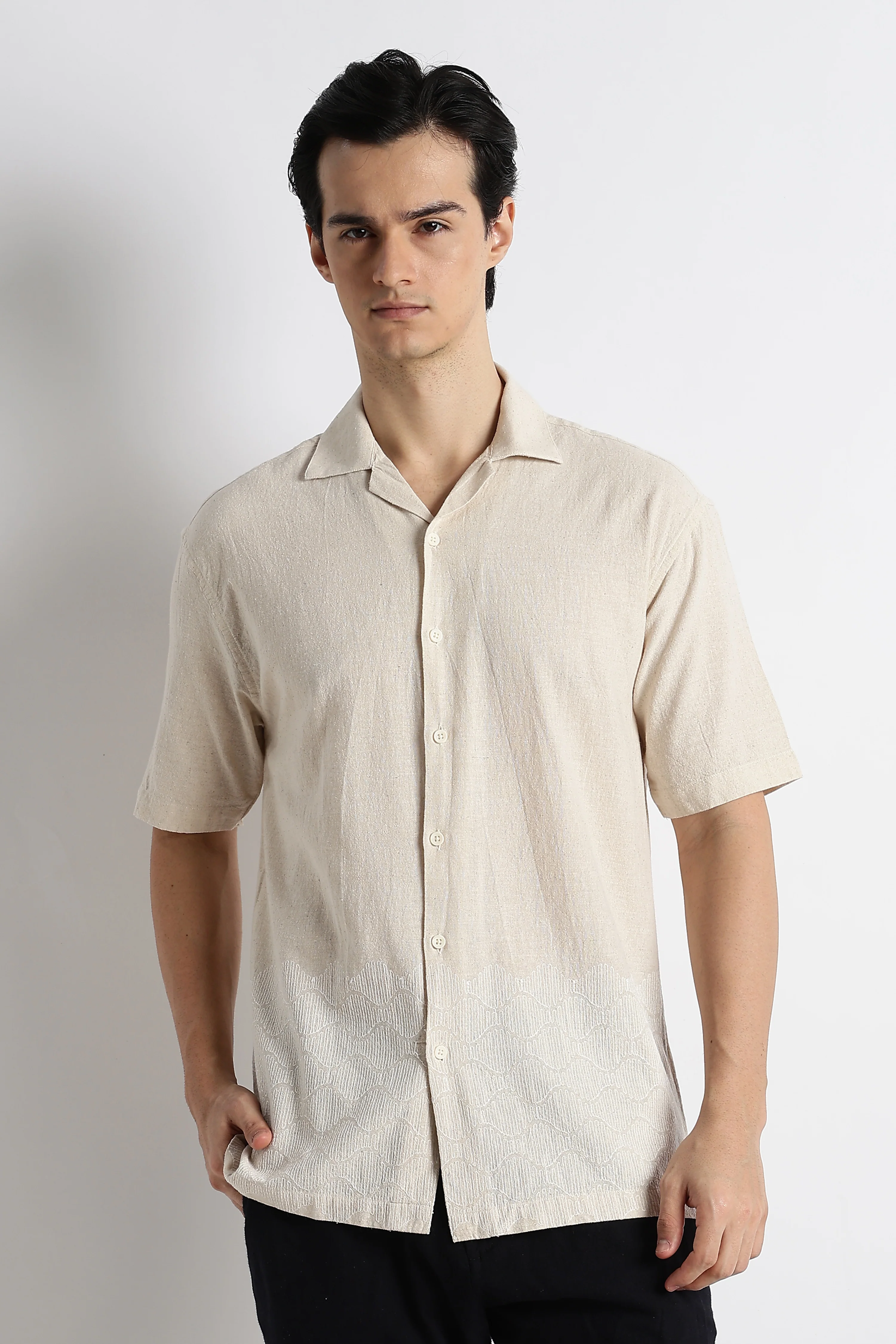 Men Cotton Cuban Collar Shirt - Image 2