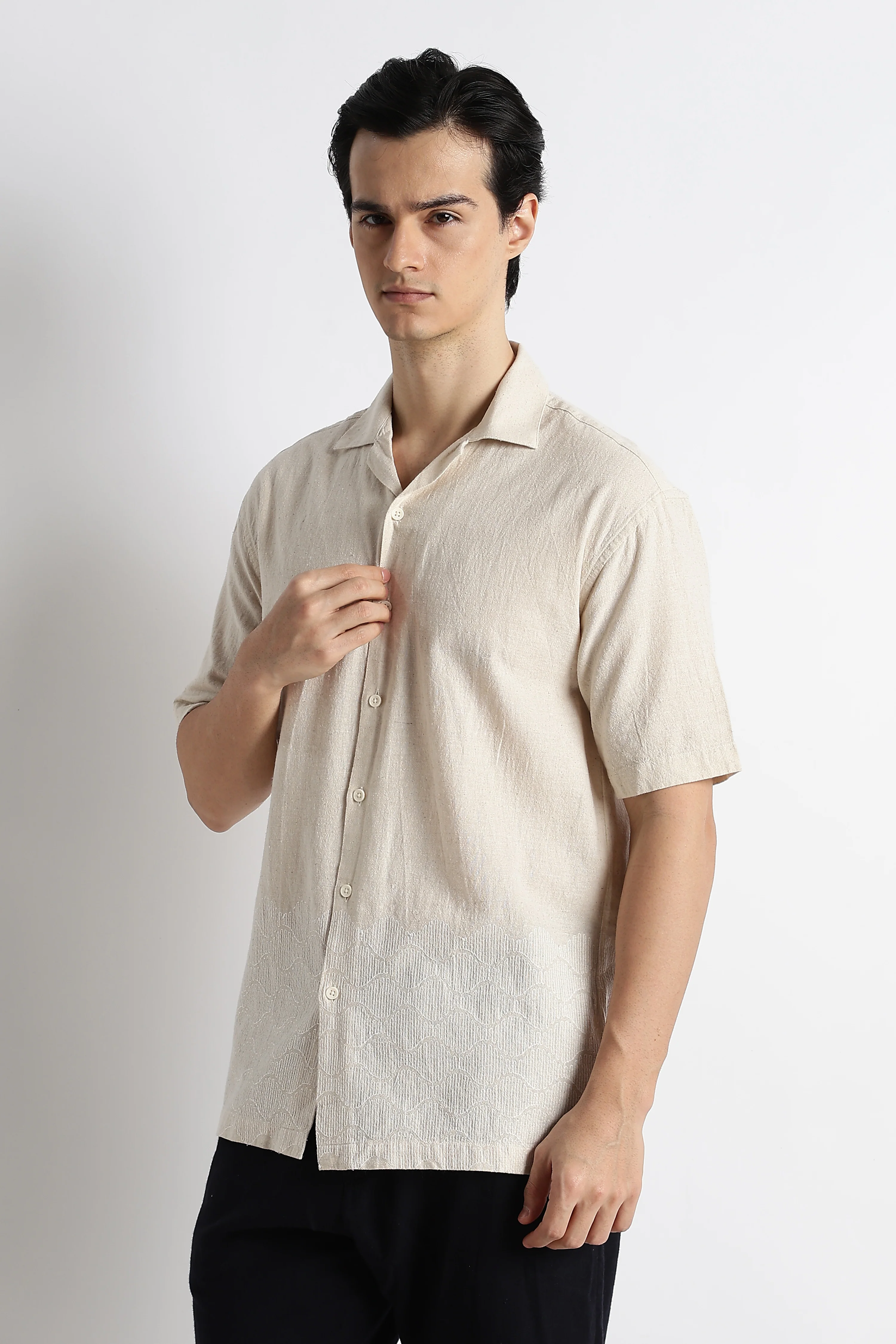 Men Cotton Cuban Collar Shirt - Image 3