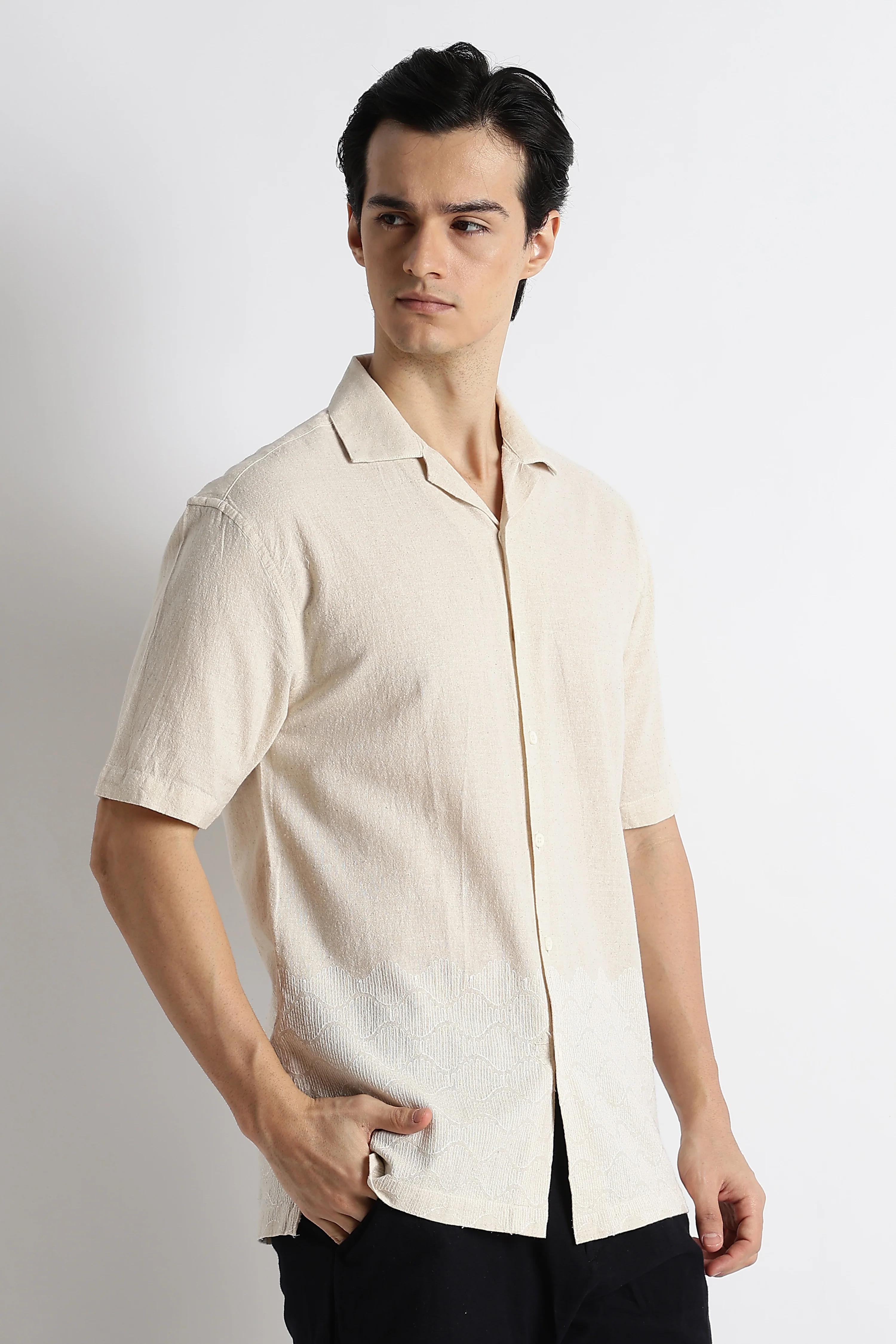 Men Cotton Cuban Collar Shirt - Image 4