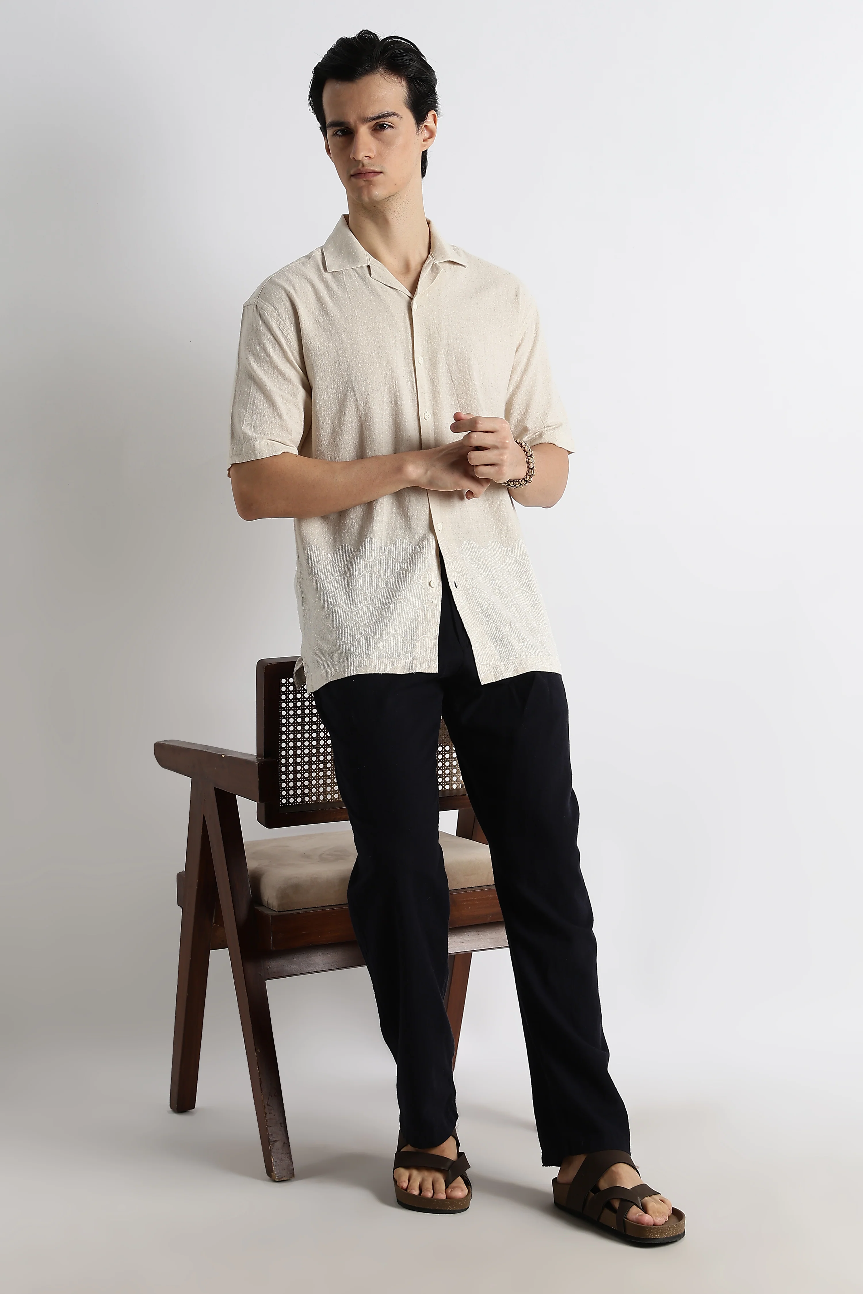 Men Cotton Cuban Collar Shirt - Image 8