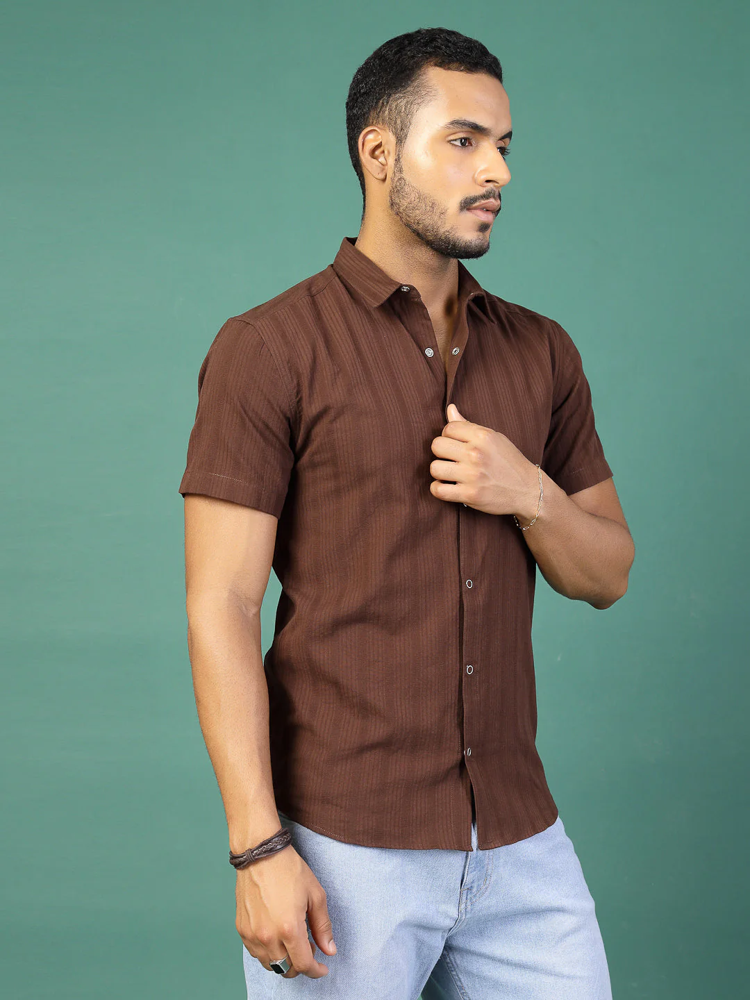 Men Cotton Fabric Dobby Self Textured Shirt