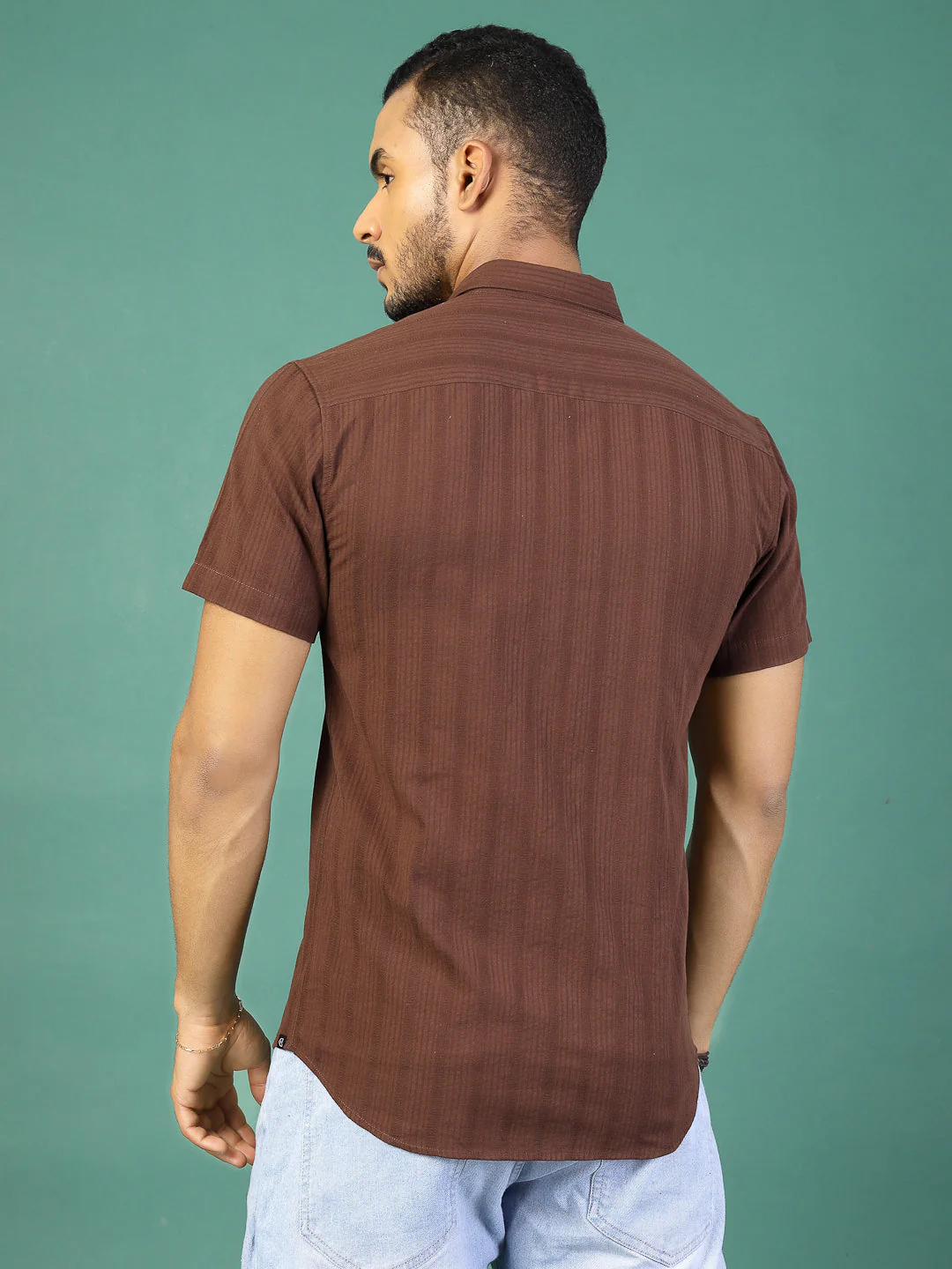 Men Cotton Fabric Dobby Self Textured Shirt - Image 2