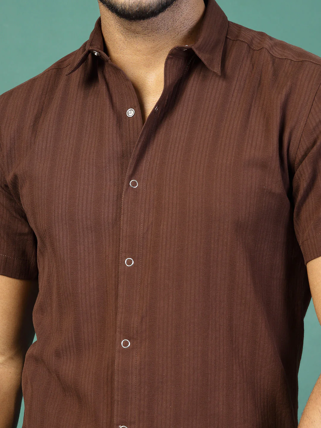 Men Cotton Fabric Dobby Self Textured Shirt - Image 3