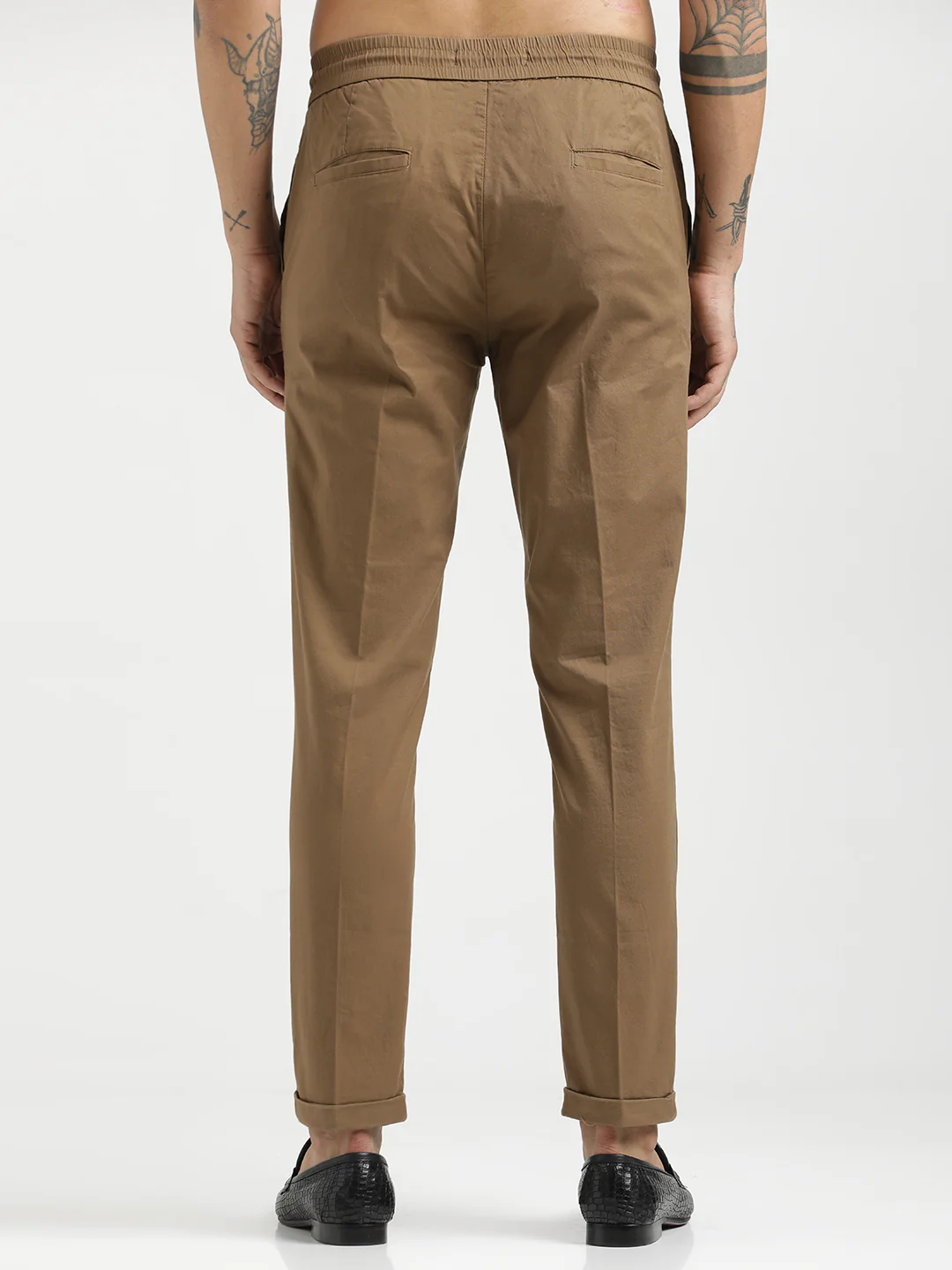 Men Cotton Drawstring Trousers with Pockets - Image 4
