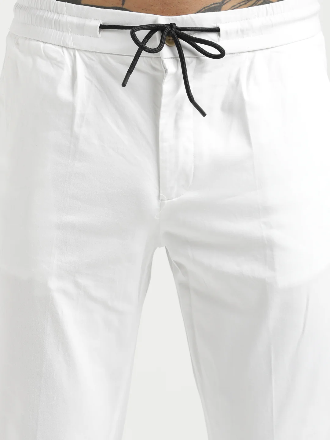 Men Cotton Drawstring Trousers with Pockets - Image 5