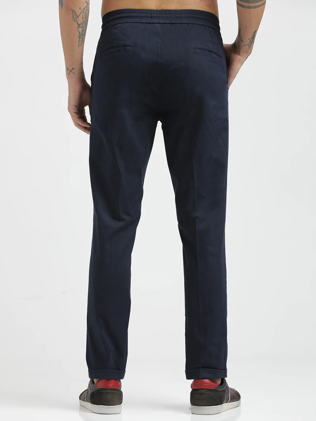 Men Cotton Drawstring Trousers with Pockets - Image 4