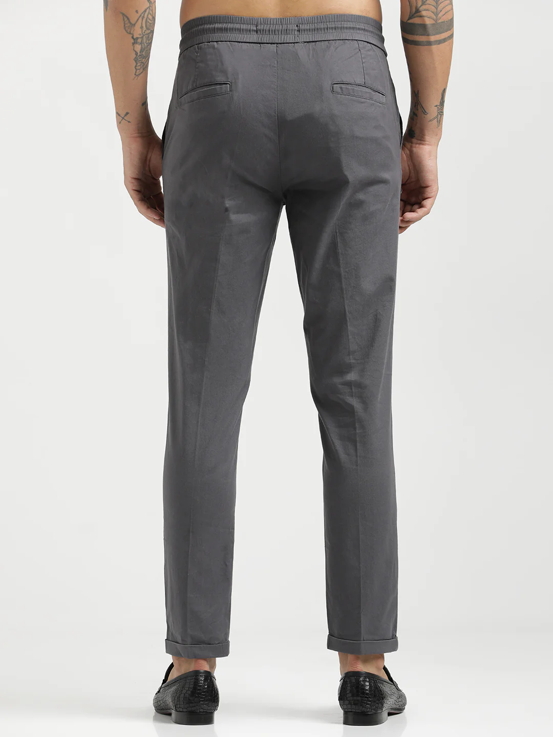 Men Cotton Drawstring Trousers with Pockets - Image 4