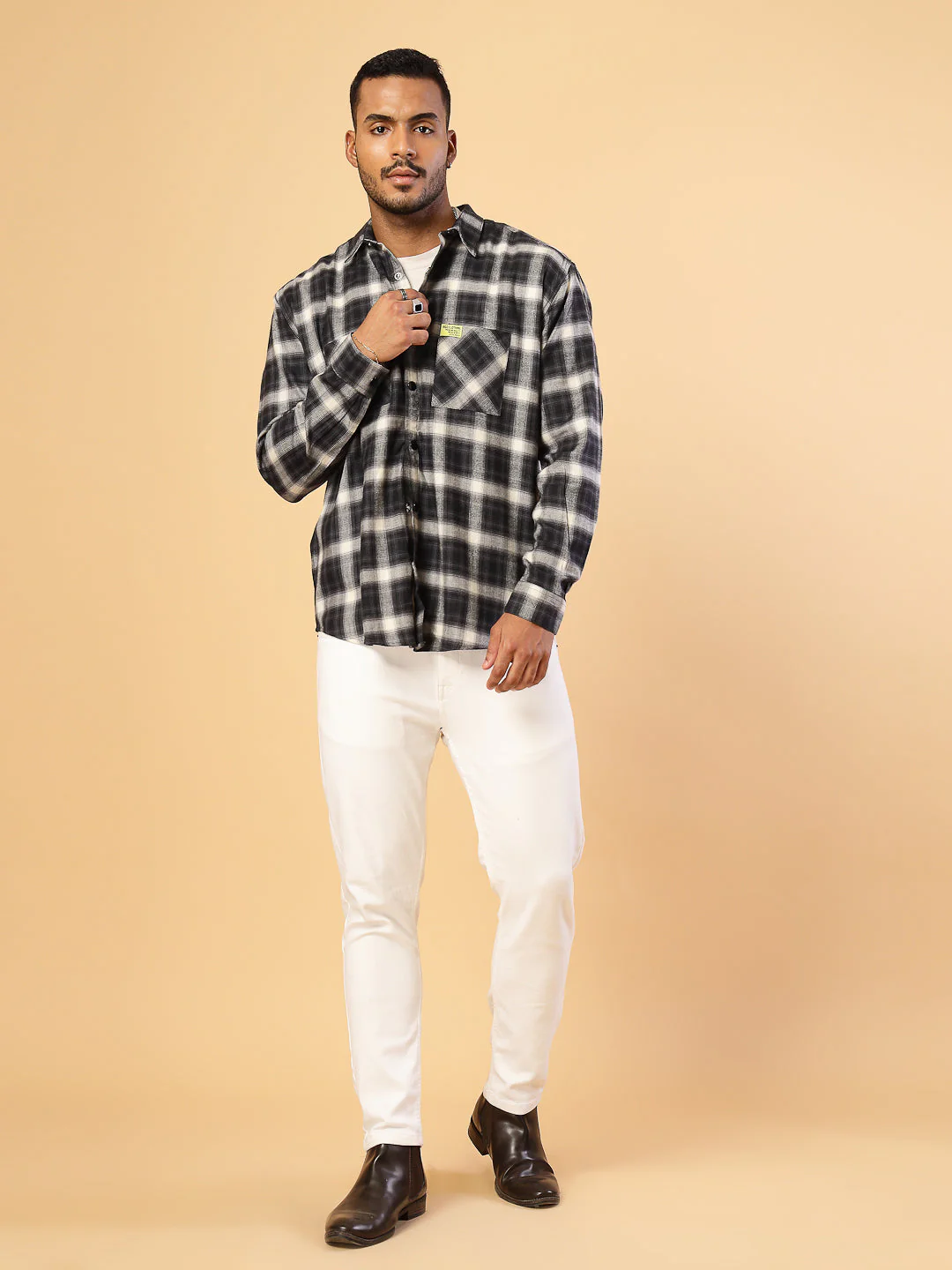 Men Cotton Fabric Flannel Oversized Shacket - Image 4