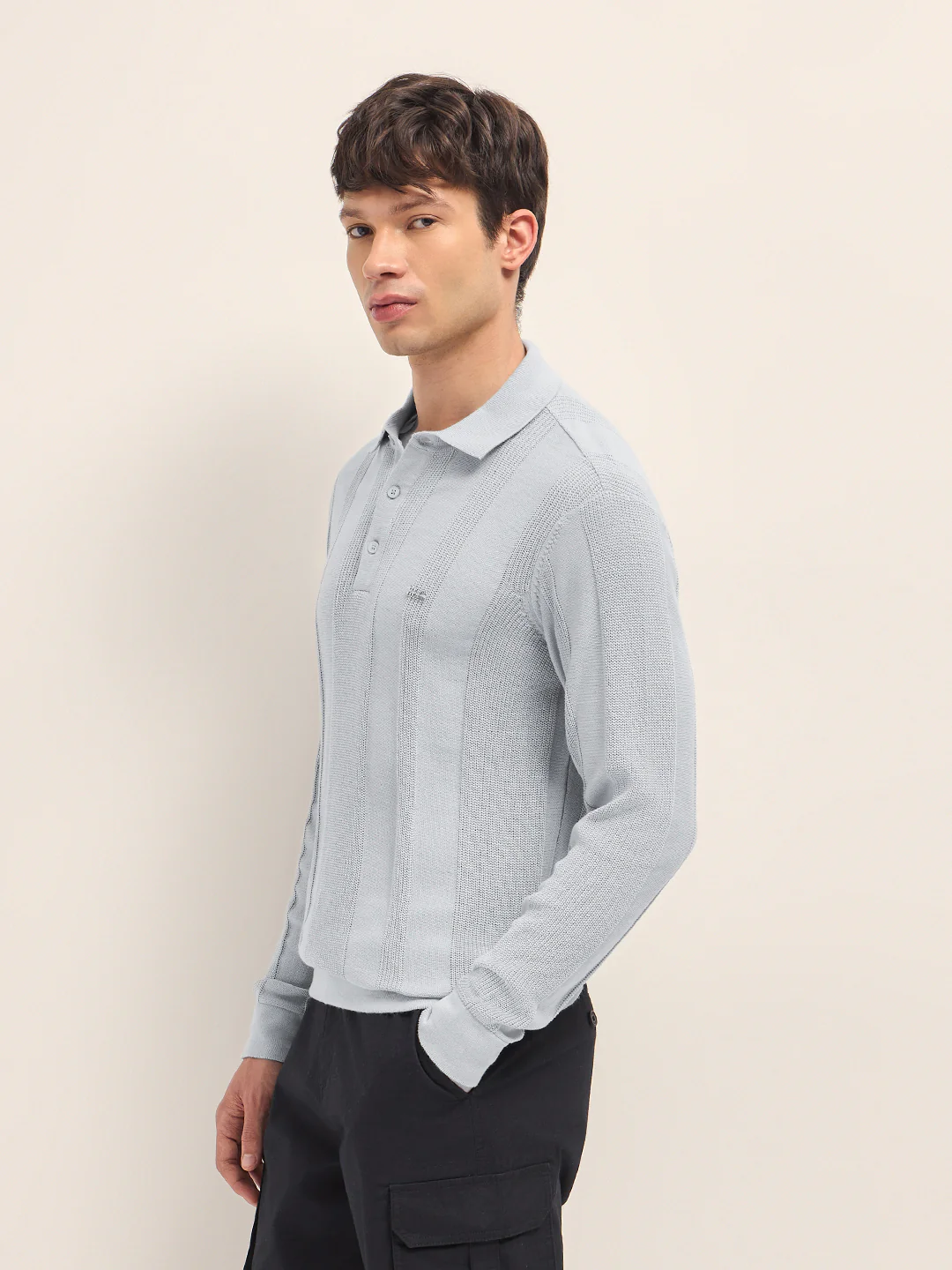 Men Cotton Flat Knit Polo T-Shirt - Image 3