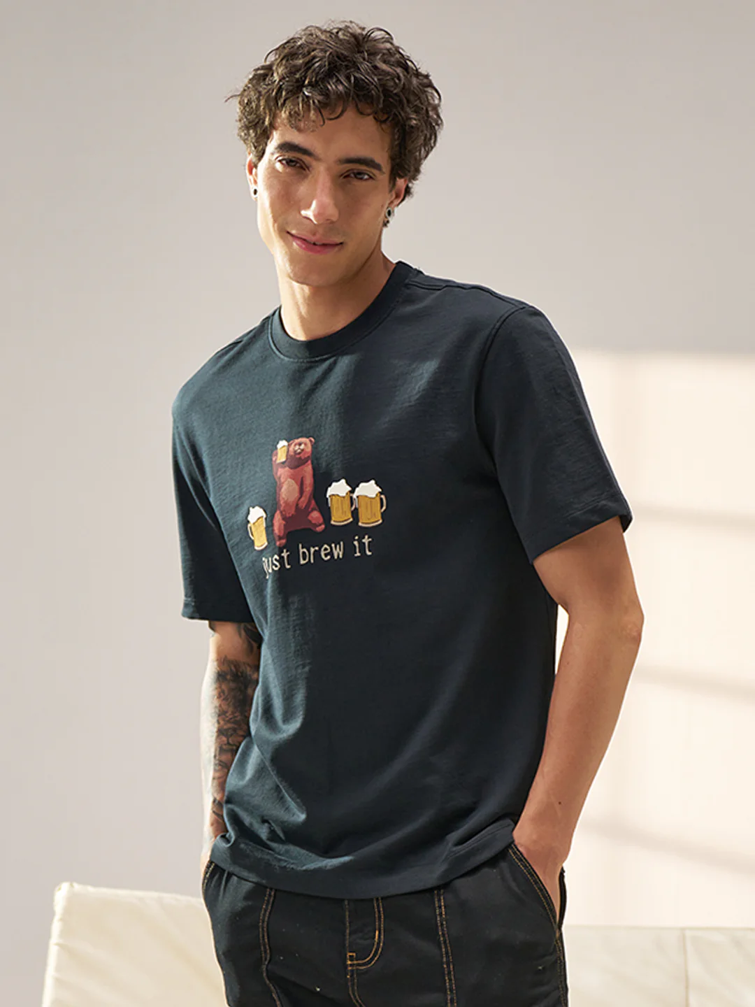 Men Cotton Graphic Printed Tshirt